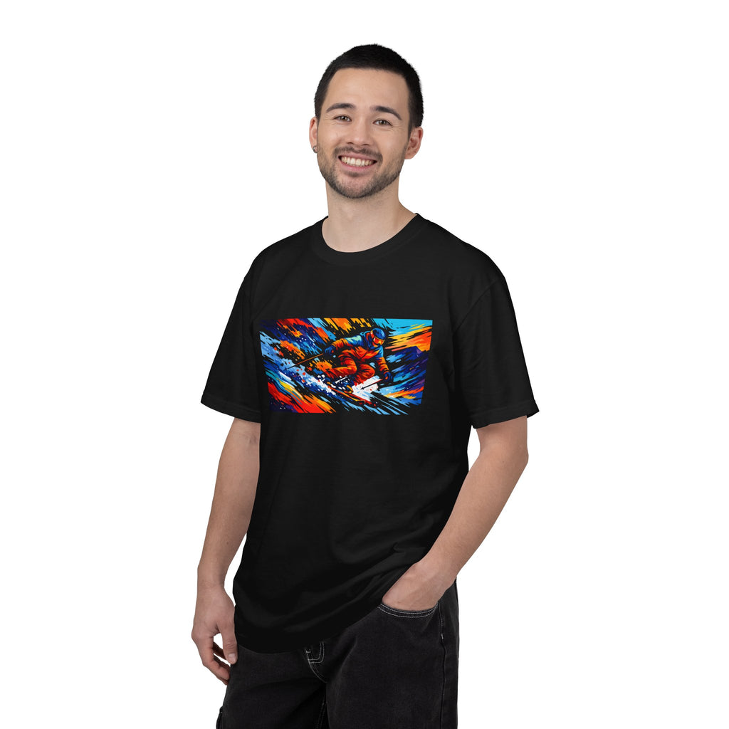 Downhill Skiing Art T-Shirt — Colorful Abstract Ski Graphic Tee