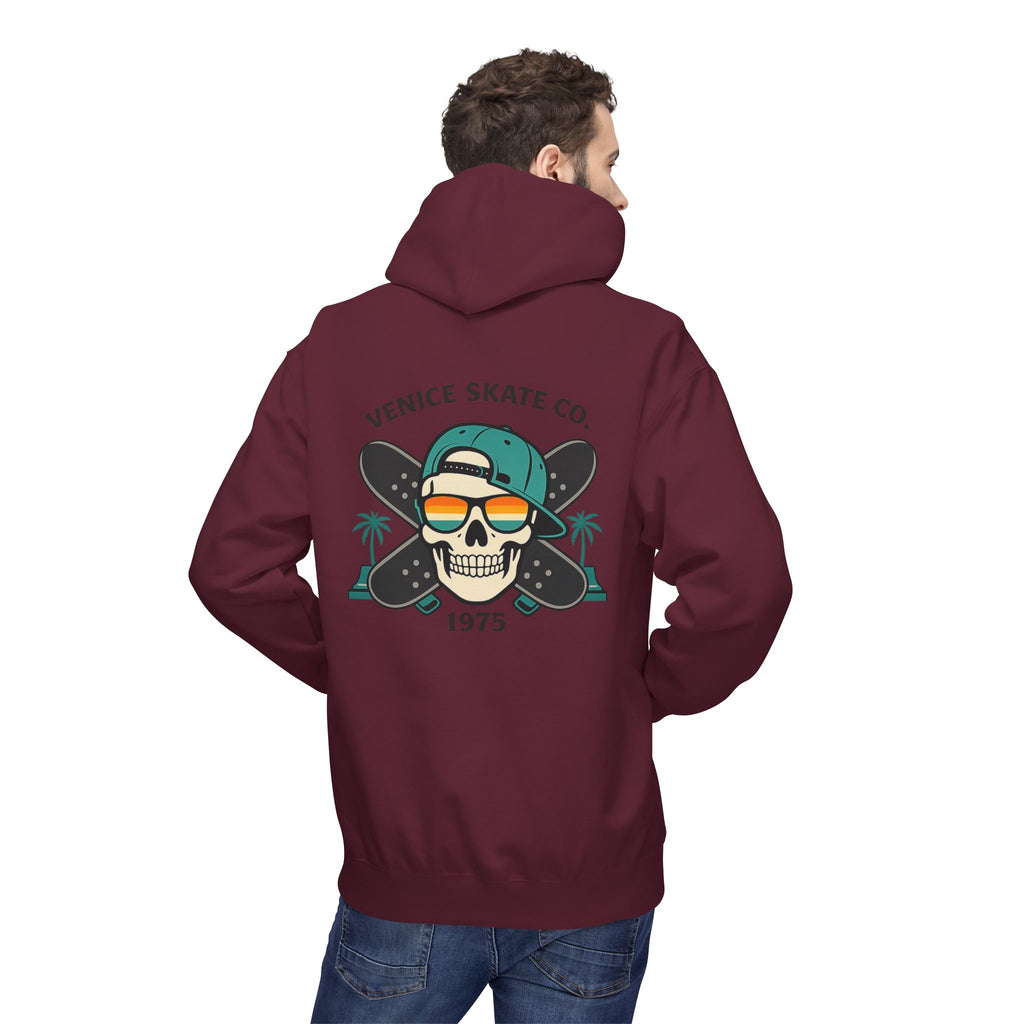 Venice Skate Co. Skull Palm Skateboard Hoodie — Retro Venice, California Pullover