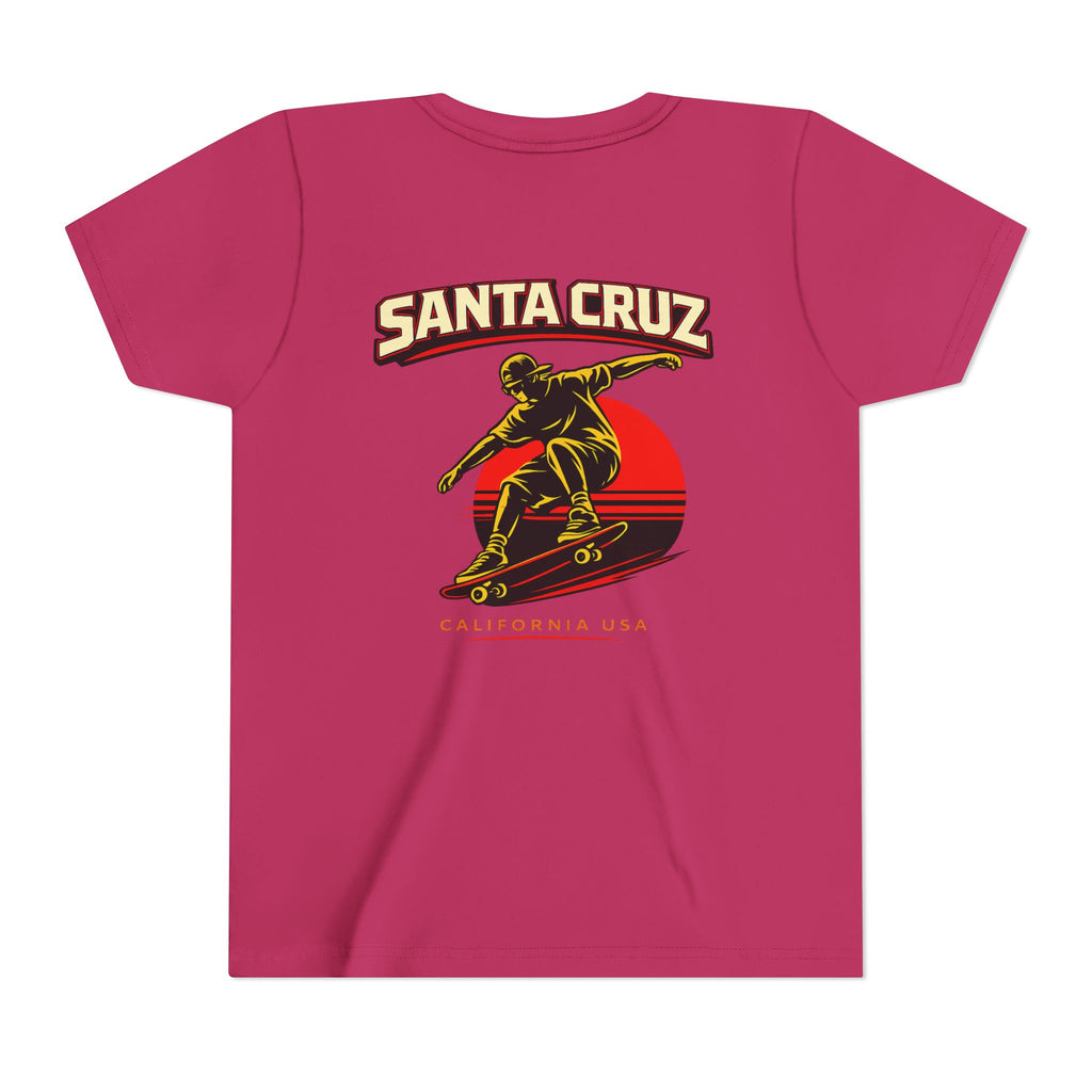 Youth Skateboard T-Shirt - 'Santa Cruz California USA' Retro Sunset Tee