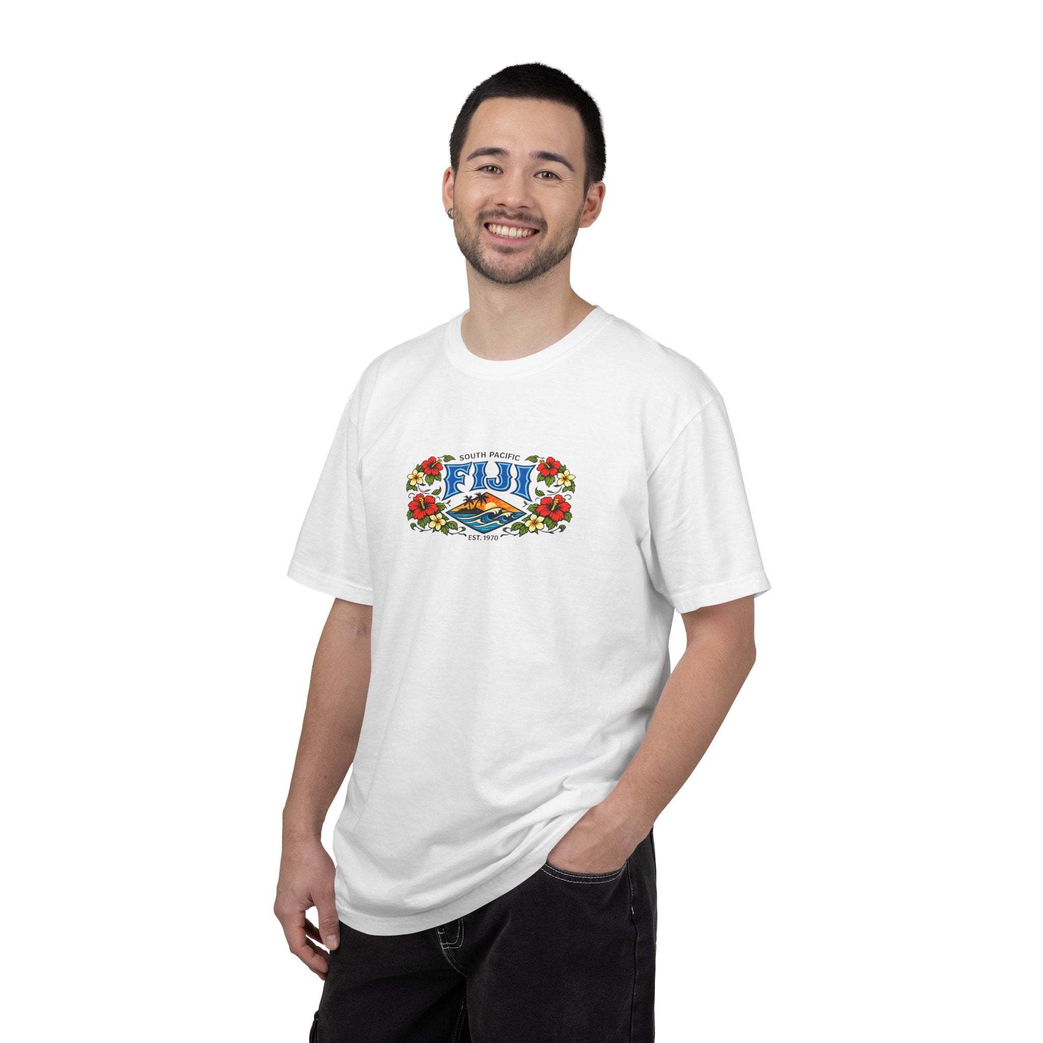 Fiji Floral Vacation T-Shirt — South Pacific Island Scenic Tee