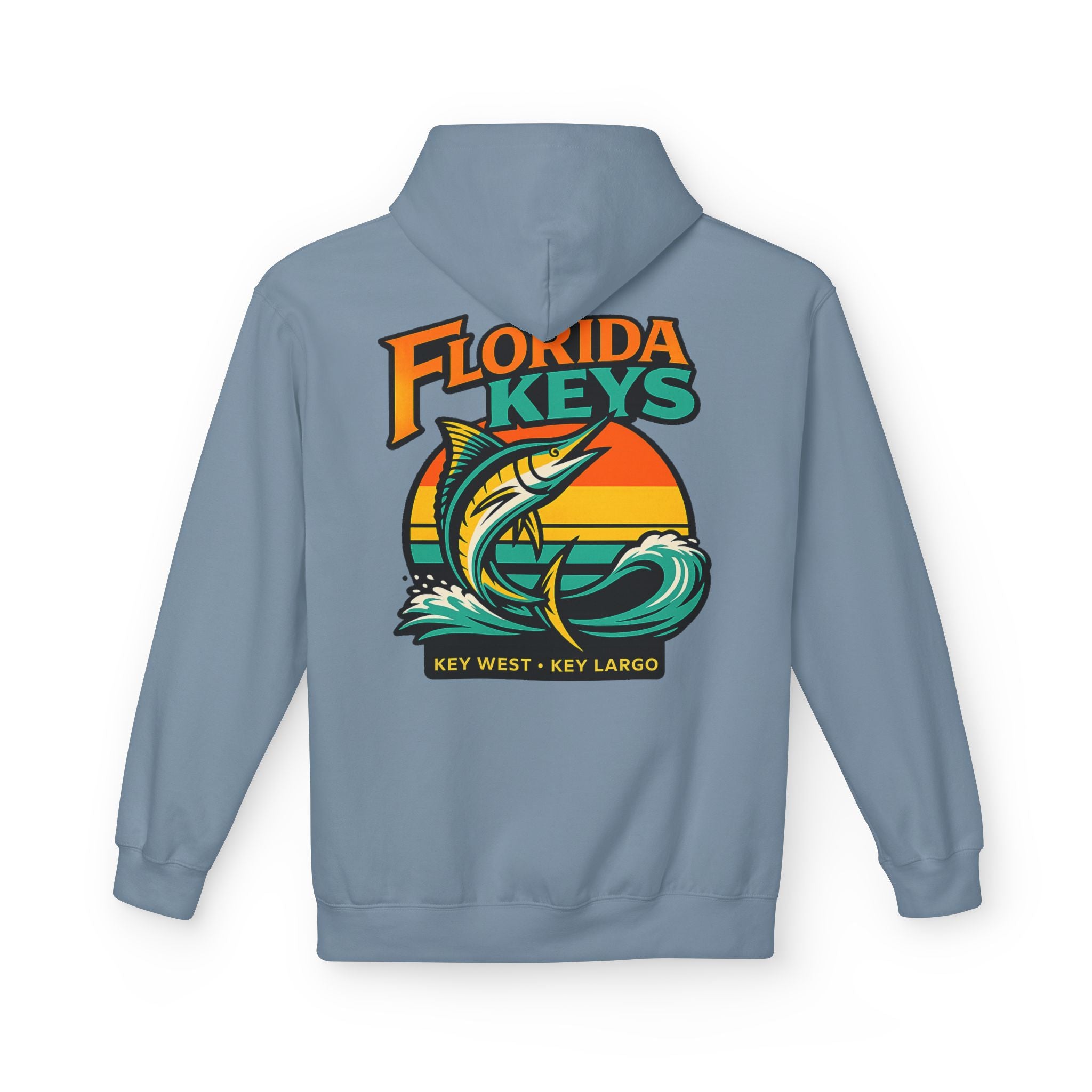 Florida Keys Fishing Hoodie — Key West Key Largo Sunset Marlin Design