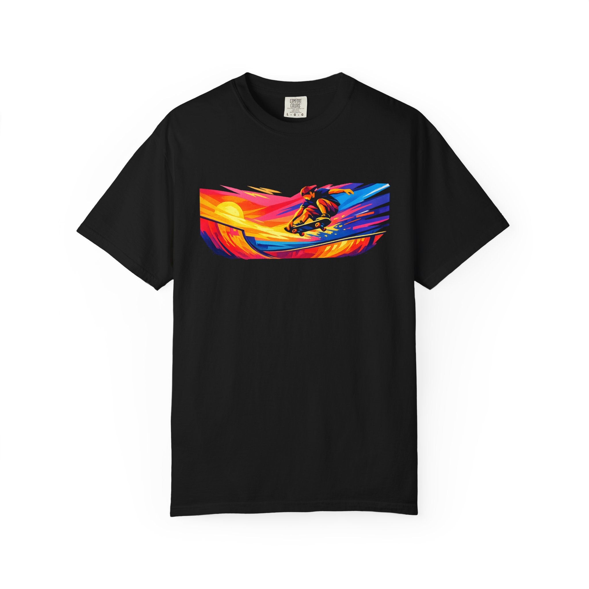 Skateboard Sunset T-Shirt — Vibrant Retro Surf Graphic