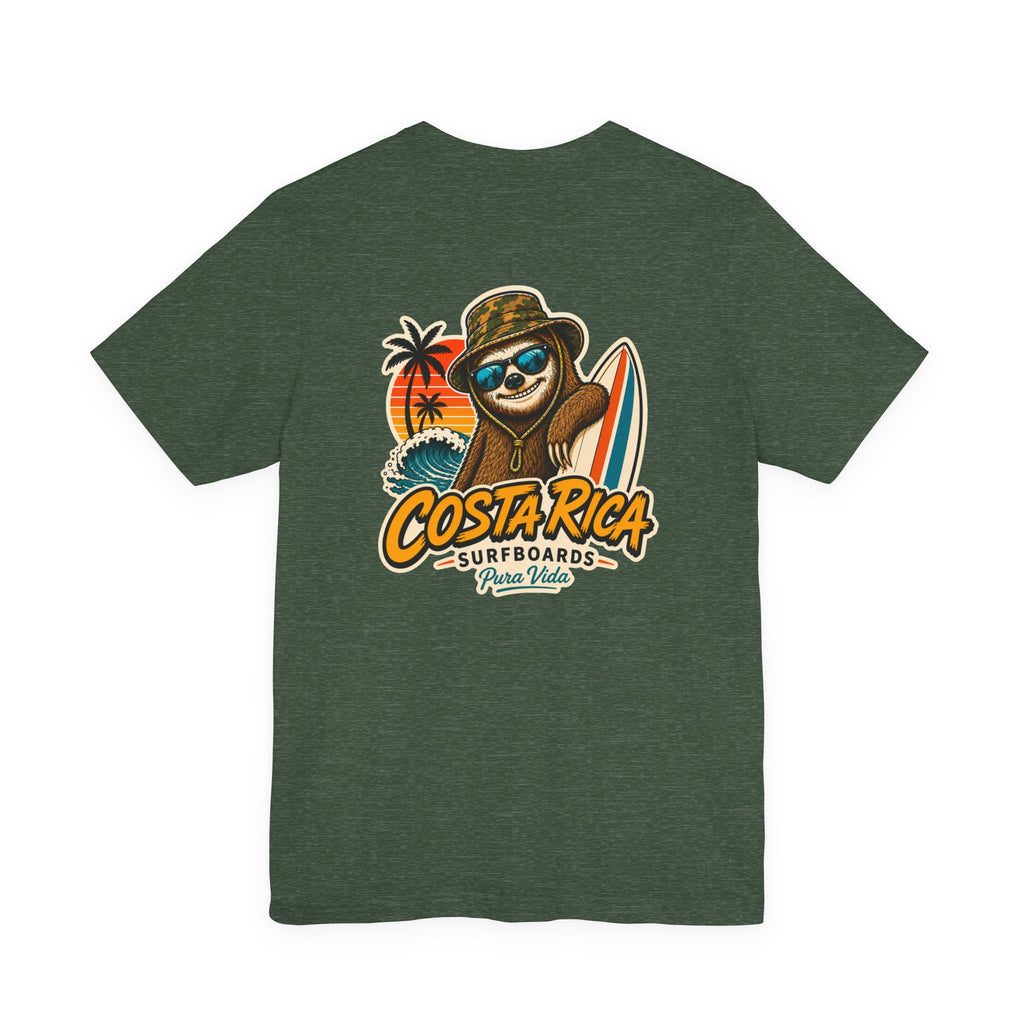Pura Vida Sloth Beach Costa Rica T-Shirt – Retro Tropical Surf Graphic Tee