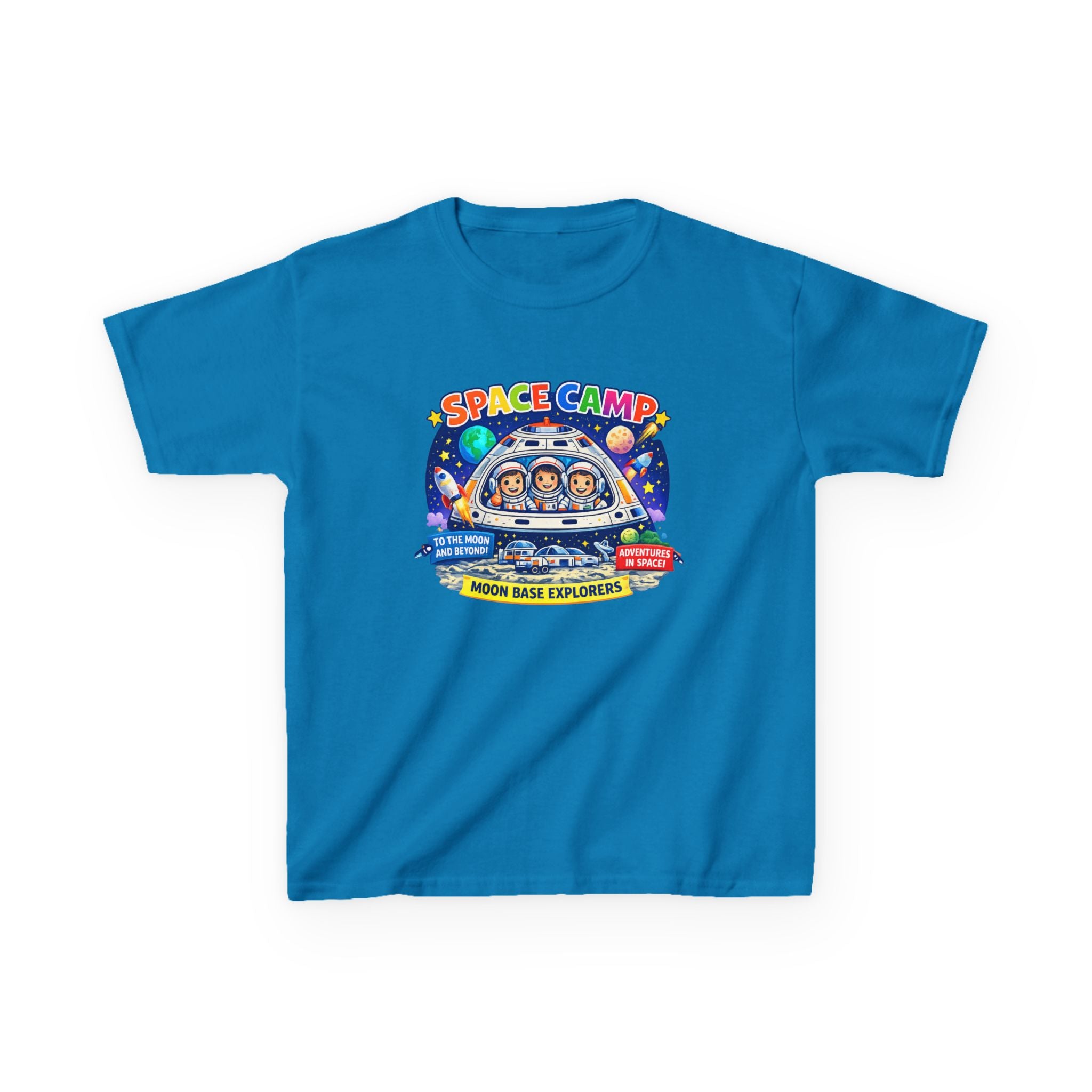 Space Camp Kids T-Shirt — Moon Base Explorers Graphic Tee