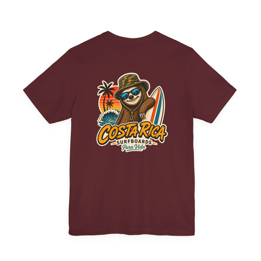 Pura Vida Sloth Beach Costa Rica T-Shirt – Retro Tropical Surf Graphic Tee