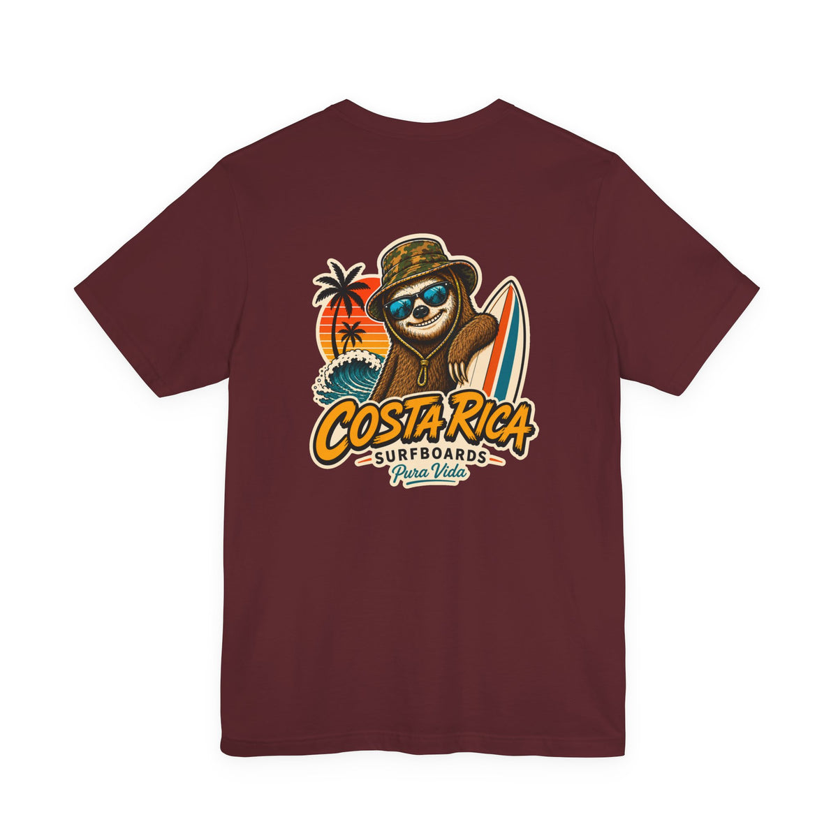Pura Vida Sloth Beach Costa Rica T-Shirt – Retro Tropical Surf Graphic Tee