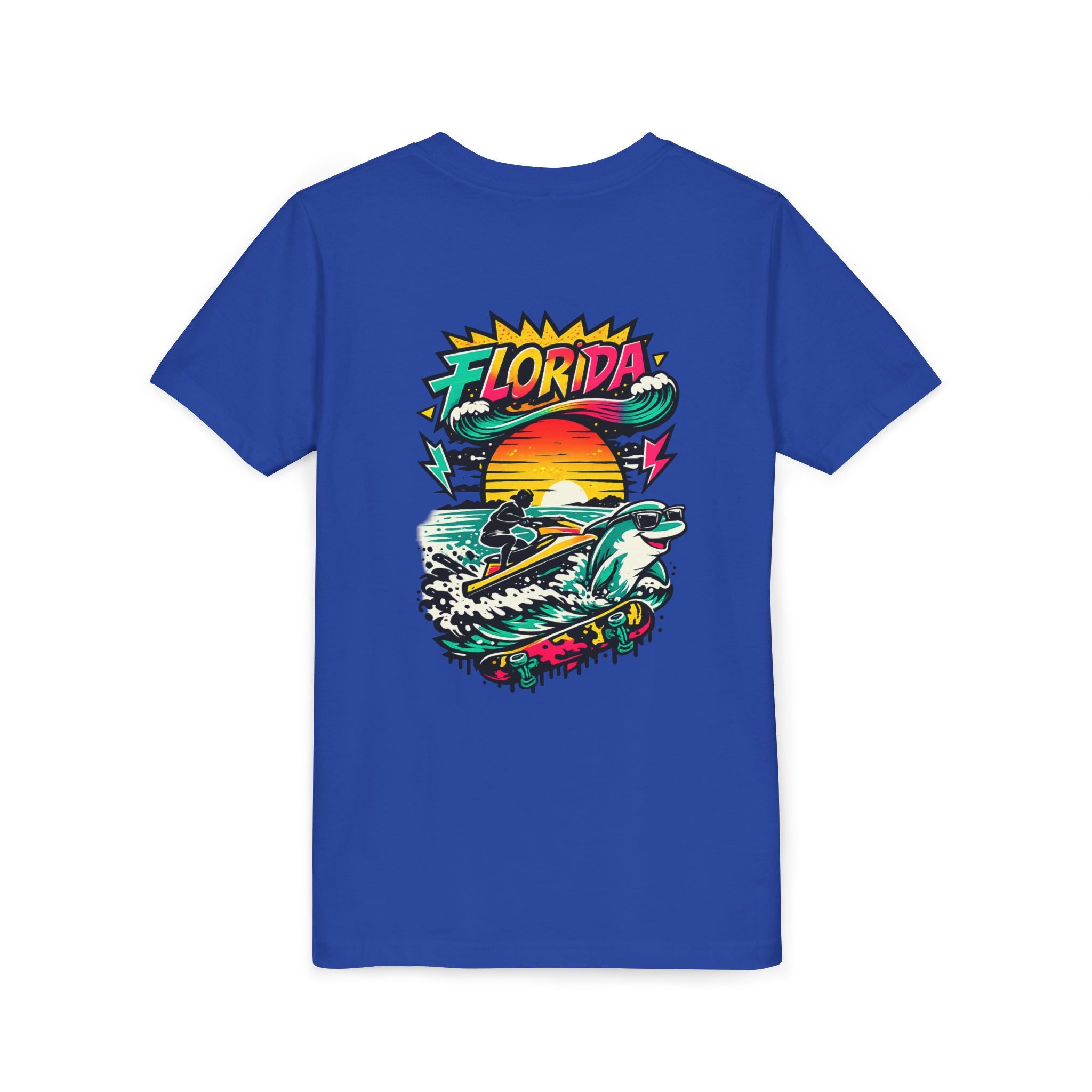 Florida Shark Surf Youth Tee - Kids' Beach Graphic T-Shirt