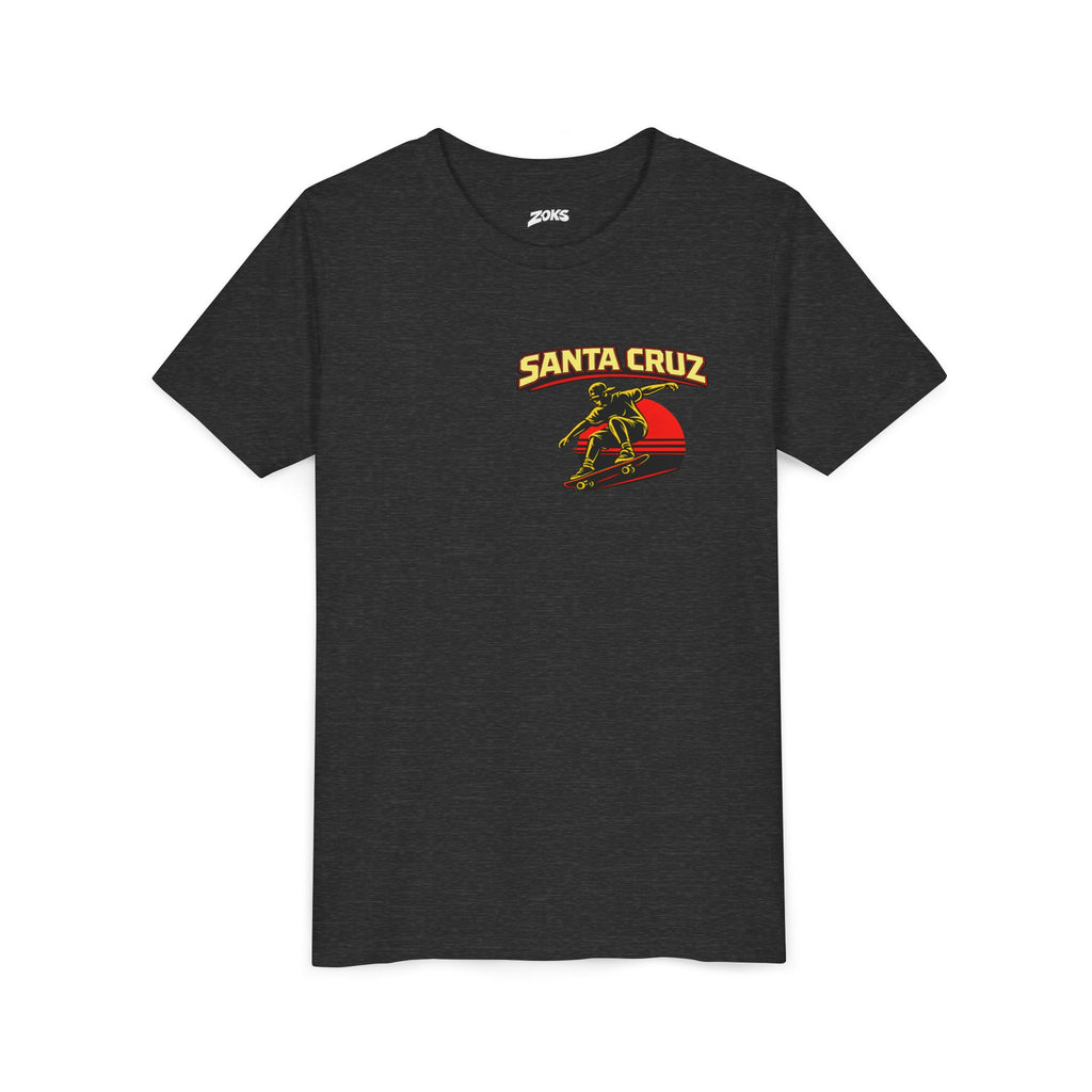 Youth Skateboard T-Shirt - 'Santa Cruz California USA' Retro Sunset Tee