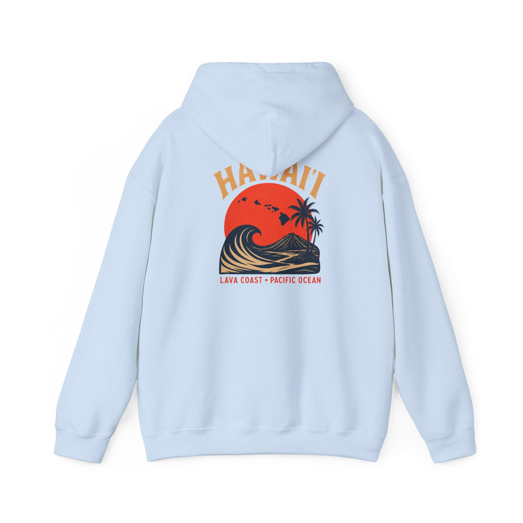 Hawai'i Lava Coast Surf Hoodie | Vintage Wave, Volcano & Palm Tree Graphic Sweatshirt