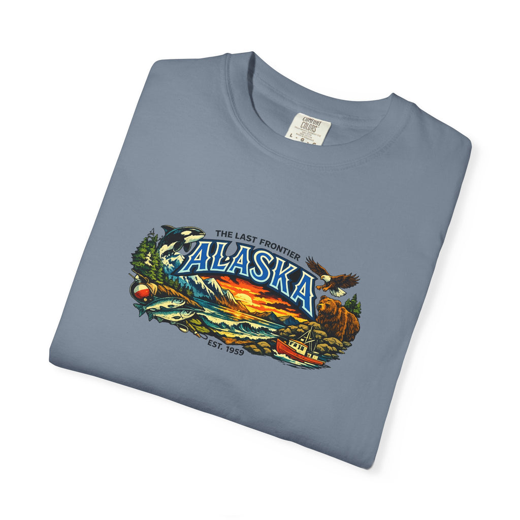 Alaska Scenic T‑Shirt — 'The Last Frontier' Sunset Graphic