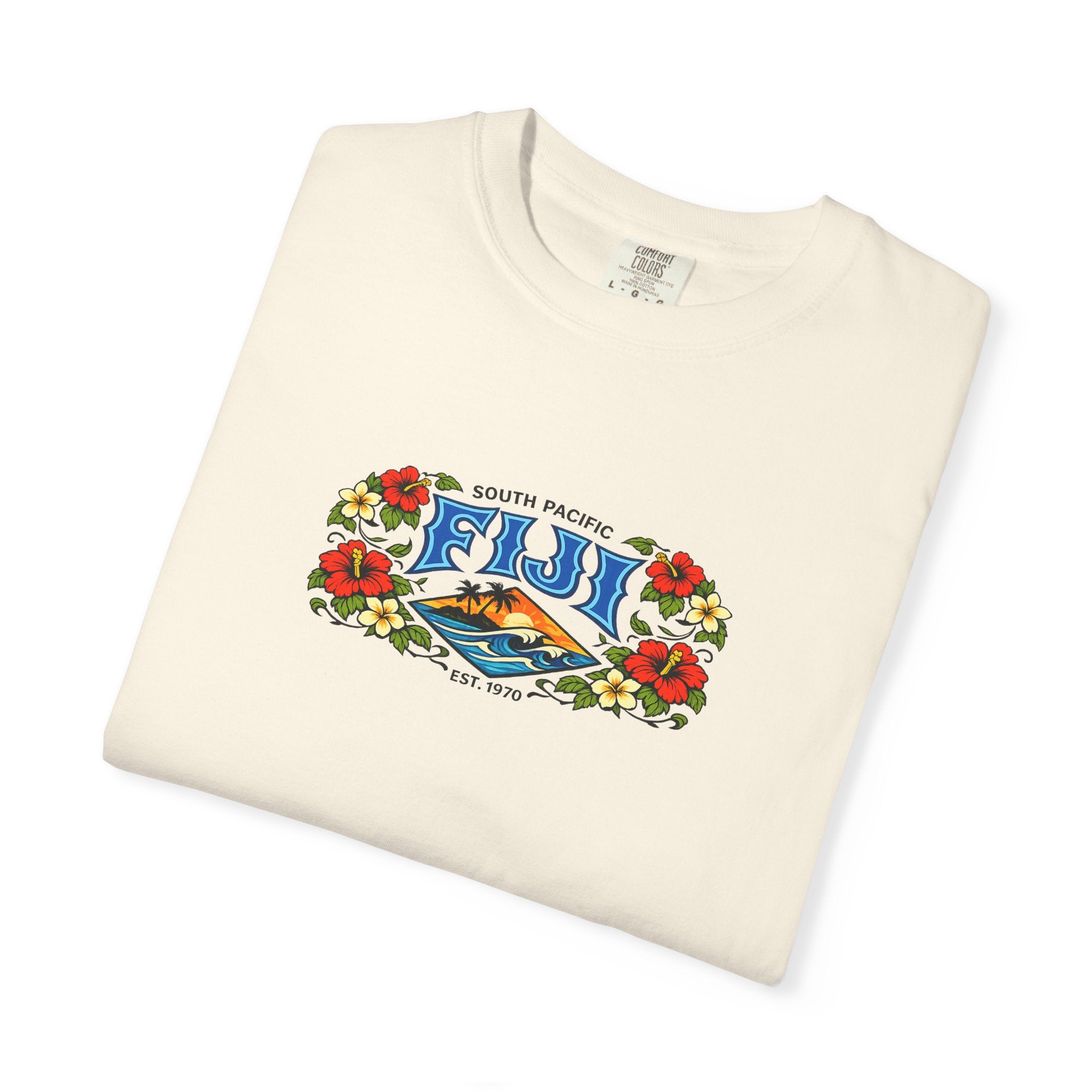 Fiji Floral Vacation T-Shirt — South Pacific Island Scenic Tee