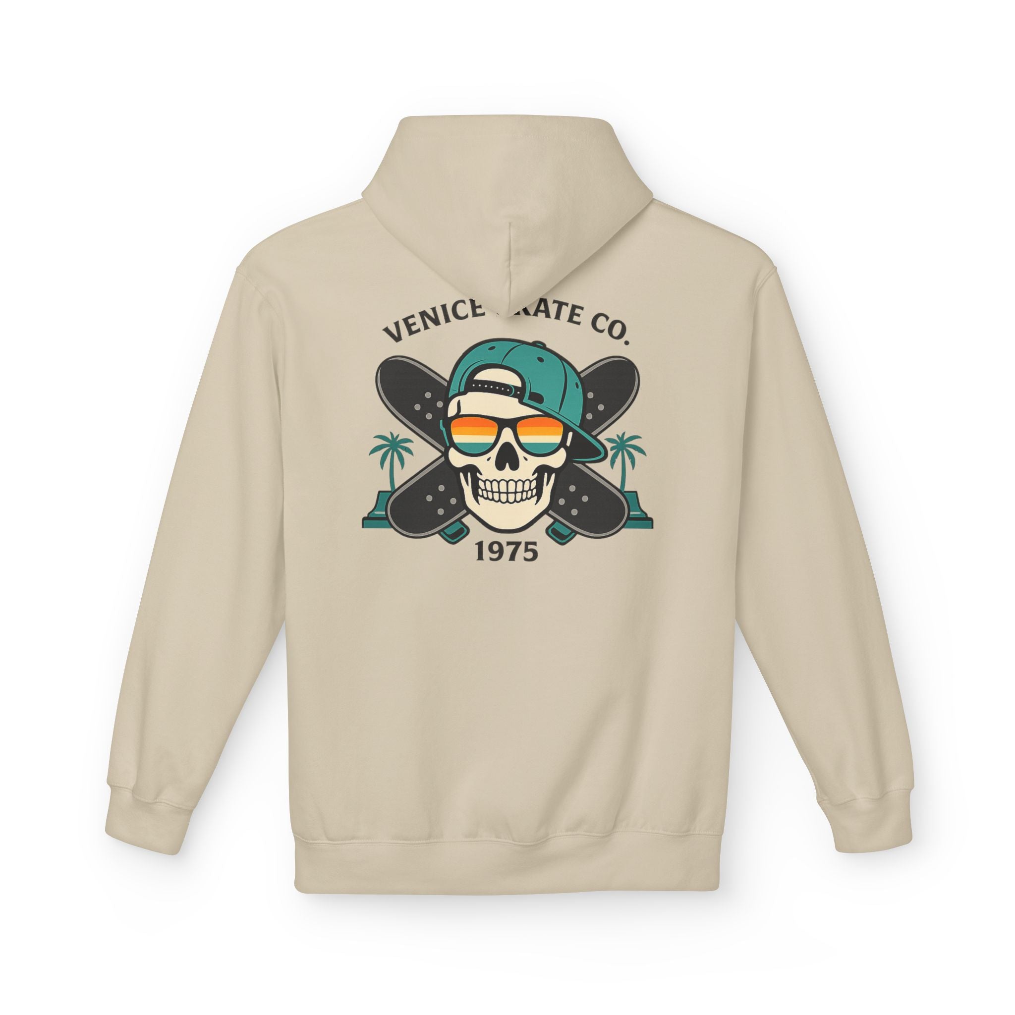 Venice Skate Co. Skull Palm Skateboard Hoodie — Retro Venice, California Pullover