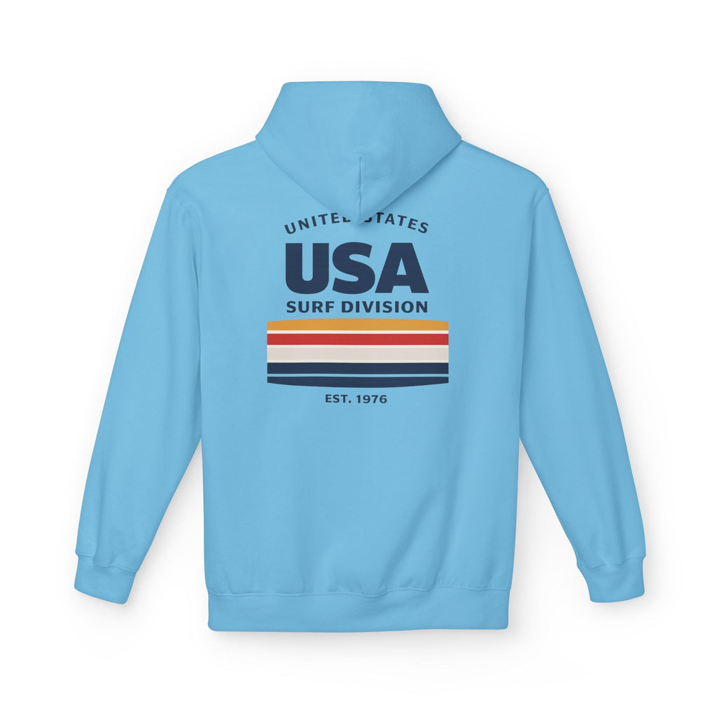 USA Surf Division Vintage Stripes Hoodie — Chest & Back Graphic