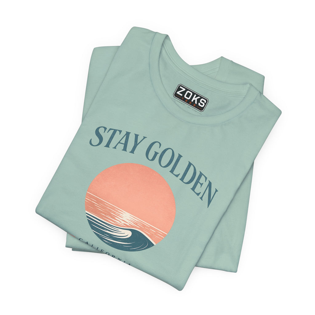 Stay Golden Sunset California Tee — Minimalist Women's Graphic T-Shirt