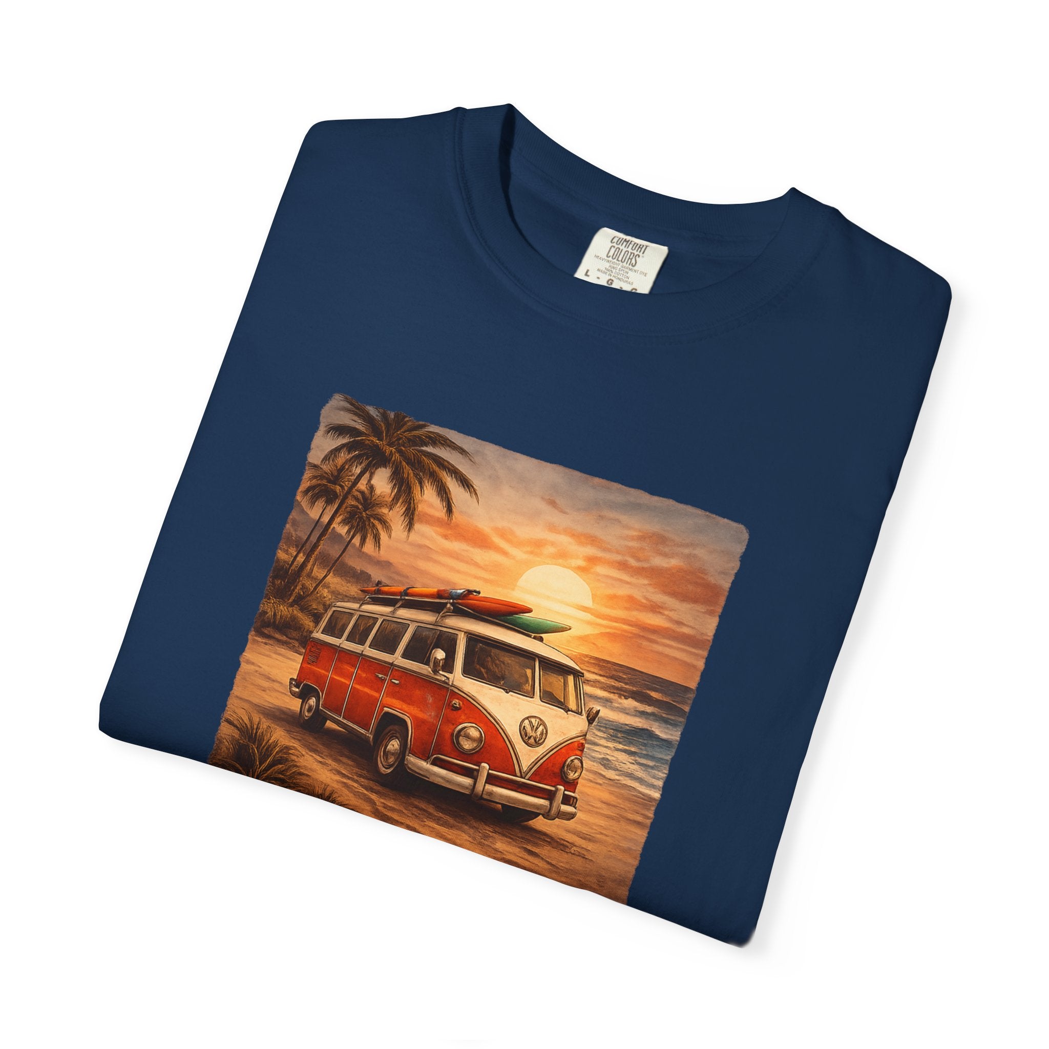 Vintage VW Bus Sunset T-Shirt — Retro Surf Camper Tee