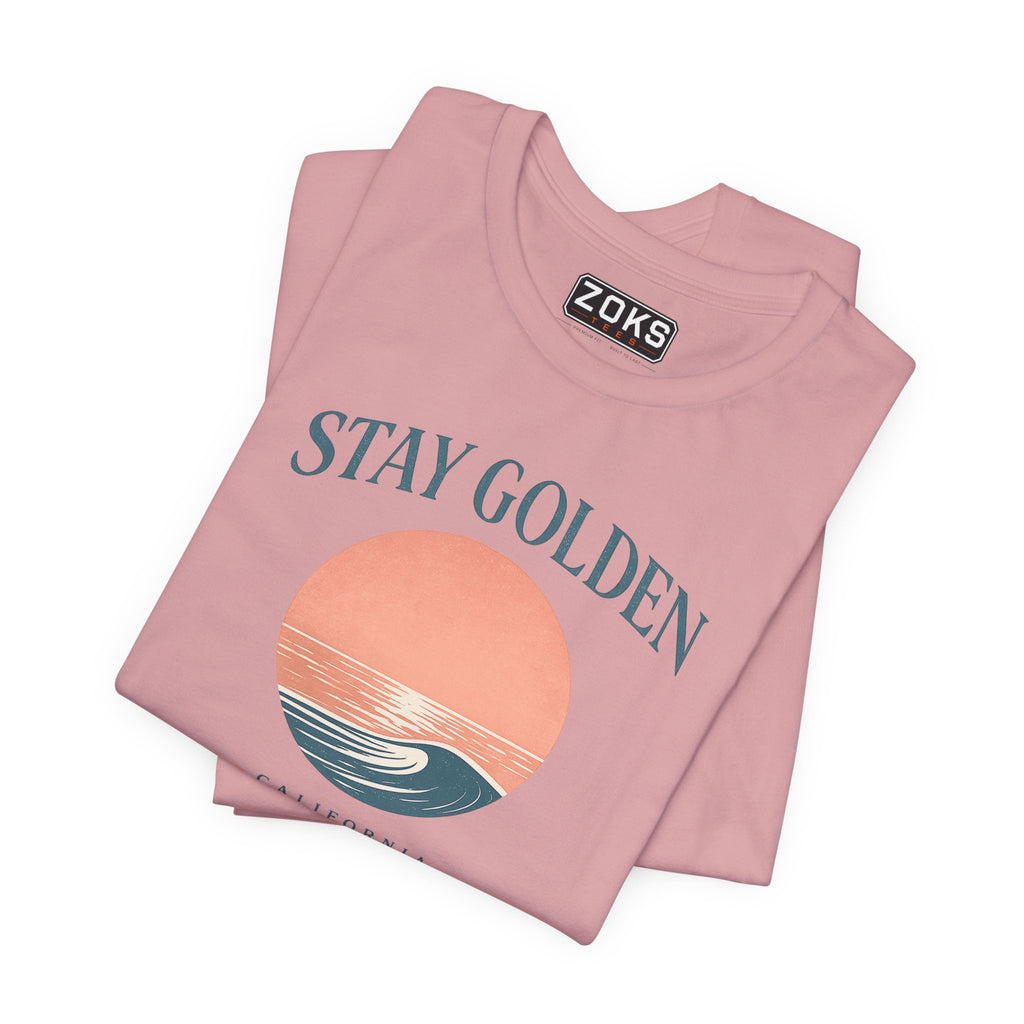 Stay Golden Sunset California Tee — Minimalist Women's Graphic T-Shirt