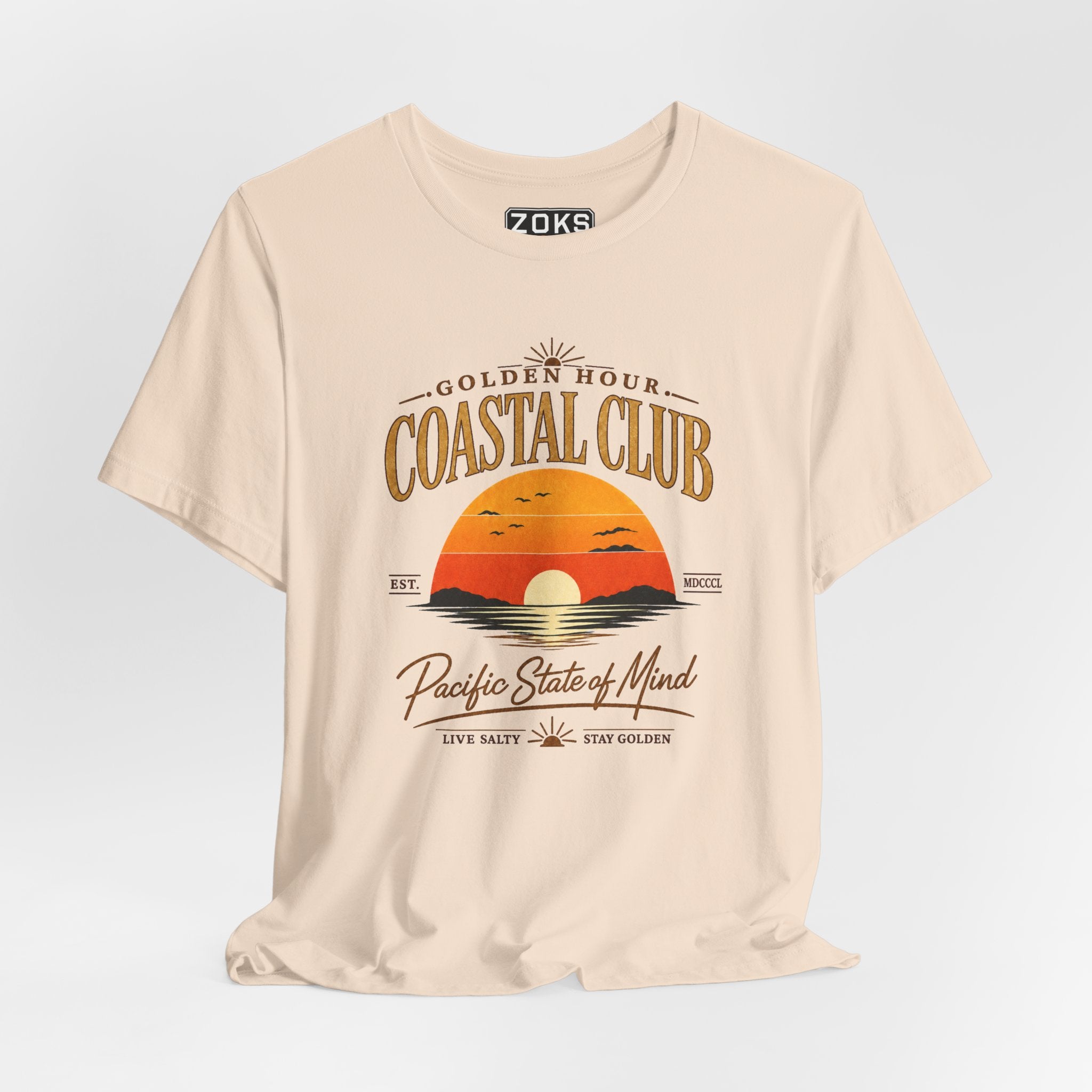 Women's Coastal Club Sunset Tee — "Golden Hour" Pacific State of Mind T-Shirt