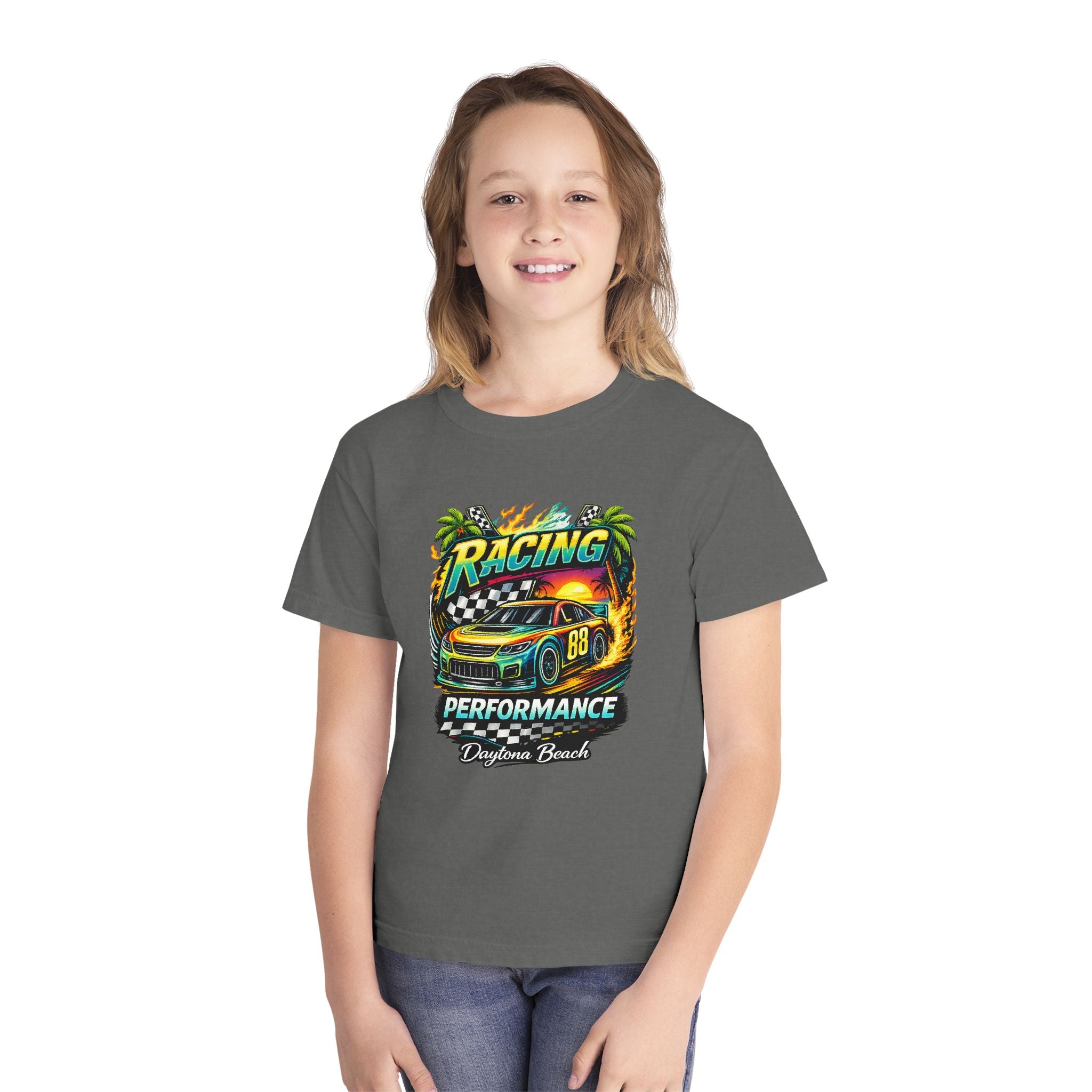 Racing Performance Youth Tee — 'Racing Performance' Graphic Car Shirt