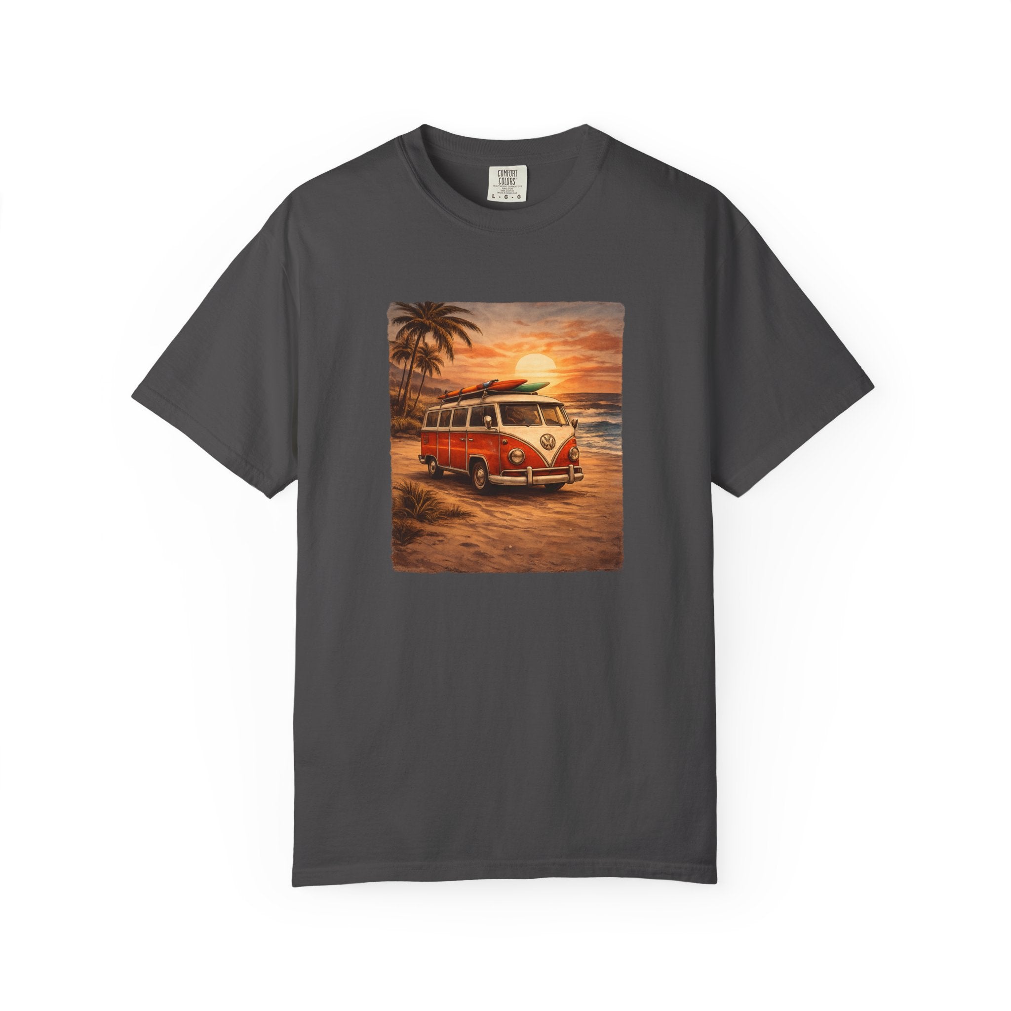 Vintage VW Bus Sunset T-Shirt — Retro Surf Camper Tee