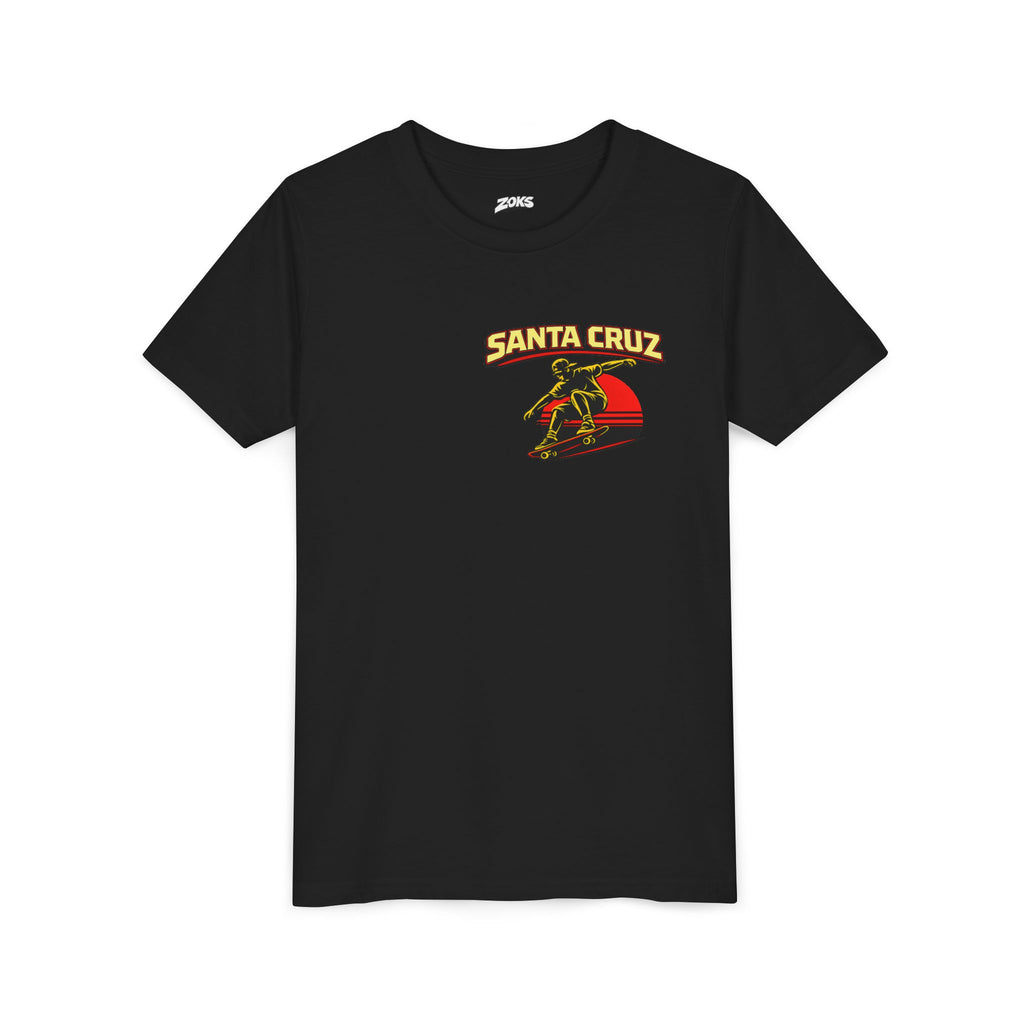 Youth Skateboard T-Shirt - 'Santa Cruz California USA' Retro Sunset Tee