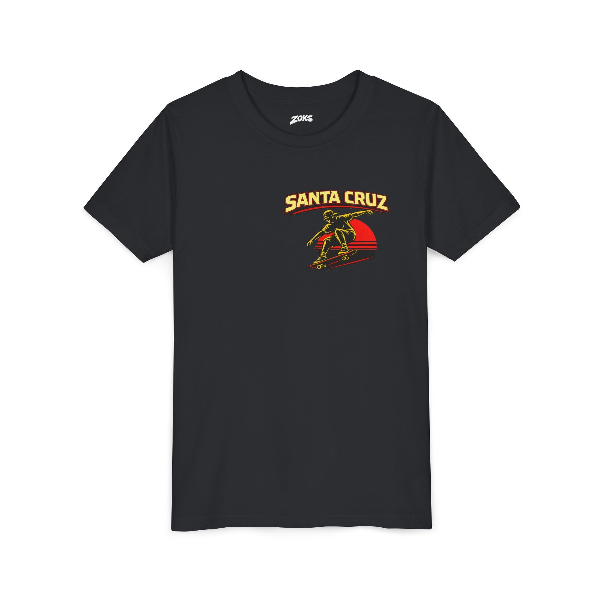 Youth Skateboard T-Shirt - 'Santa Cruz California USA' Retro Sunset Tee