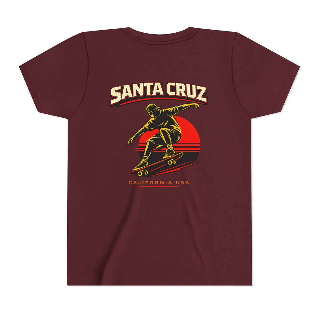 Youth Skateboard T-Shirt - 'Santa Cruz California USA' Retro Sunset Tee