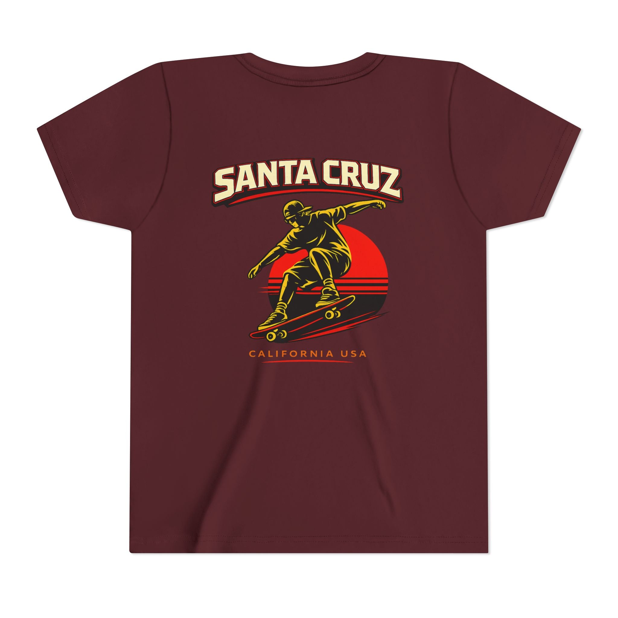 Youth Skateboard T-Shirt - 'Santa Cruz California USA' Retro Sunset Tee