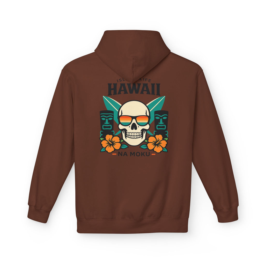 Hawaii Skull Surf Hoodie — Na Moku Island Tiki Floral Pullover
