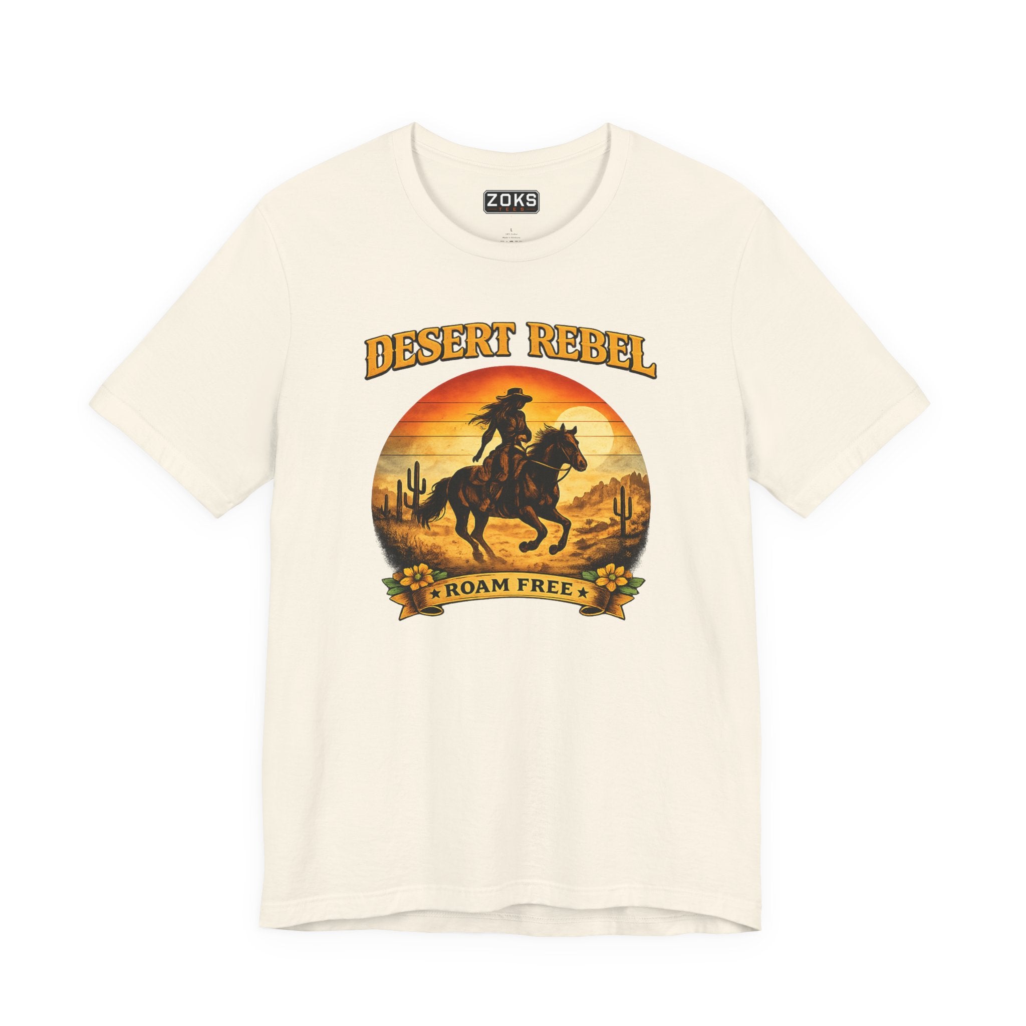Desert Rebel 'Roam Free' - Women's Western Cowgirl Sunset T-Shirt