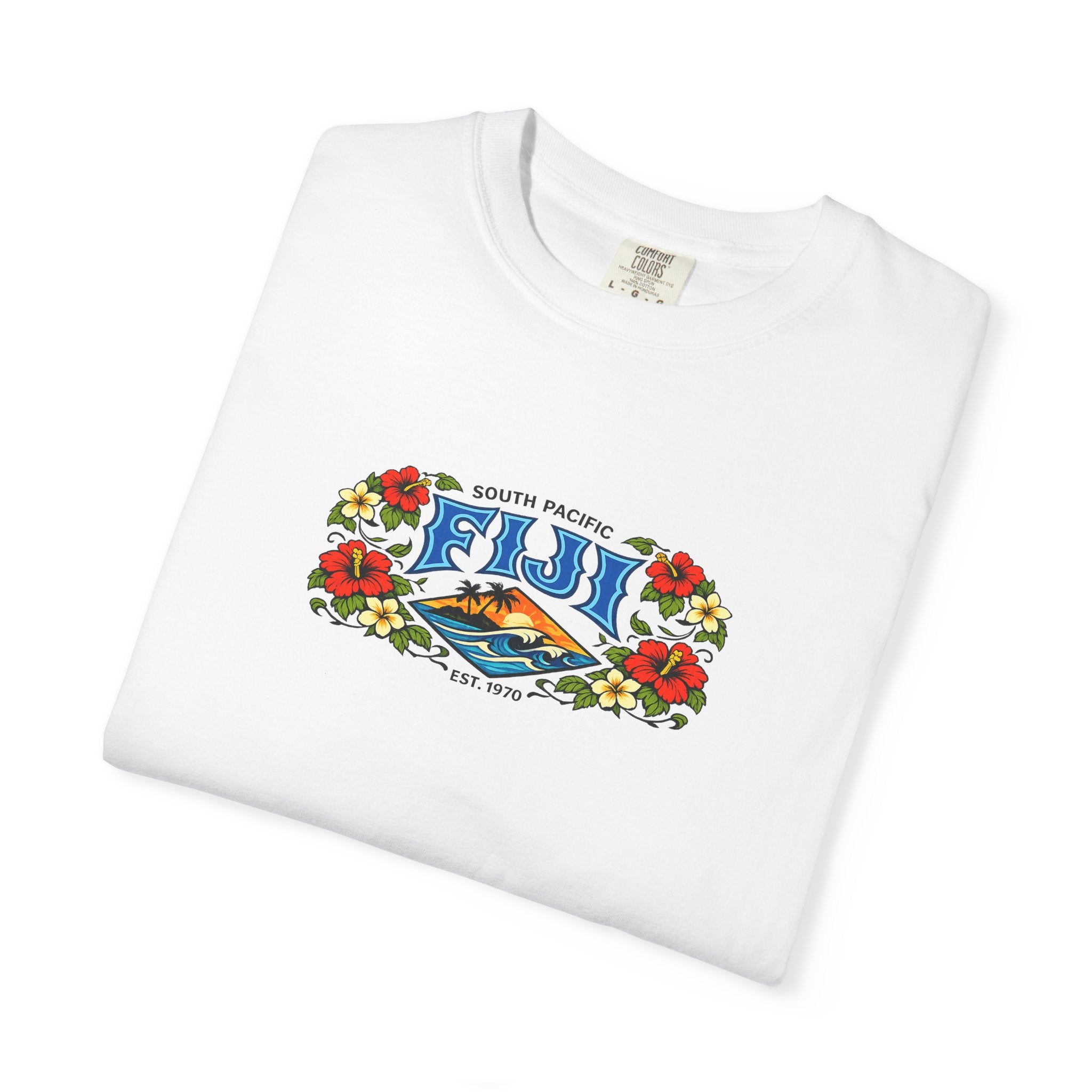 Fiji Floral Vacation T-Shirt — South Pacific Island Scenic Tee