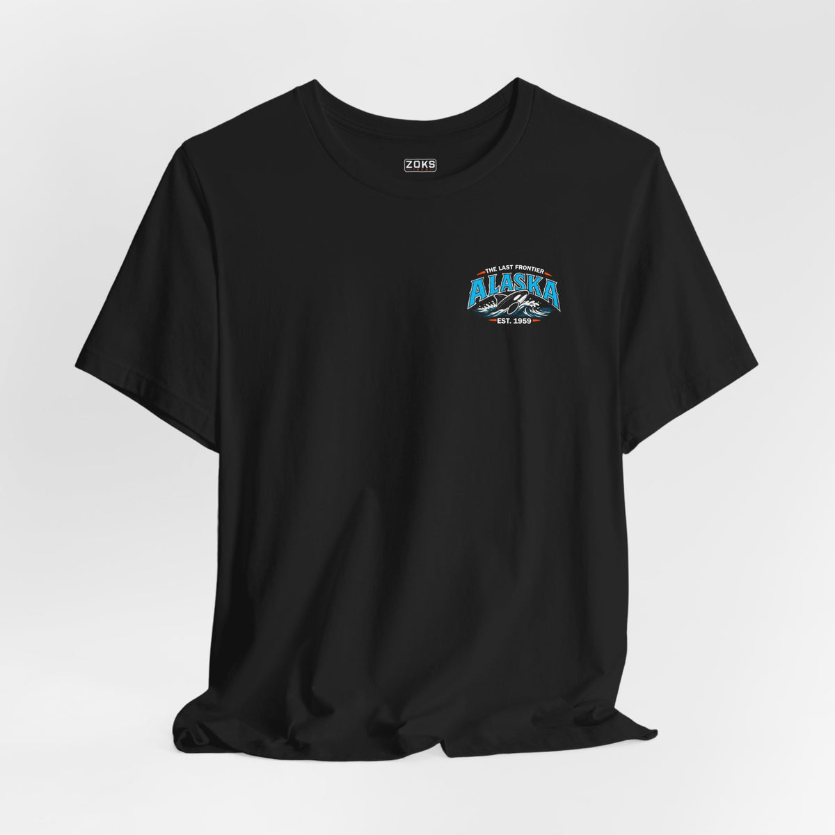 Alaska The Last Frontier T-Shirt – Orca Sunset Graphic Tee, Vintage Outdoor Travel Shirt, Nature Adventure Back Print Tee