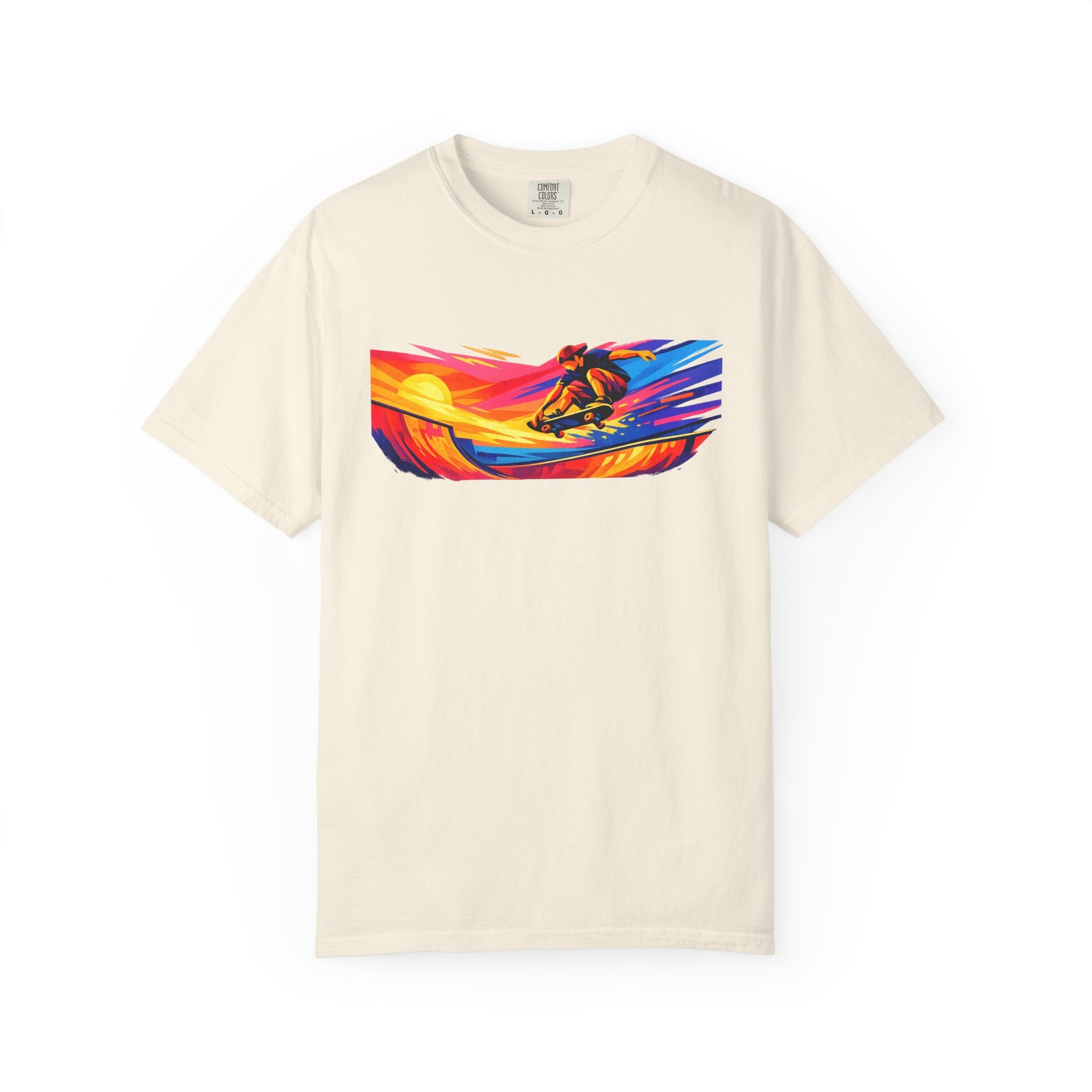 Skateboard Sunset T-Shirt — Vibrant Retro Surf Graphic