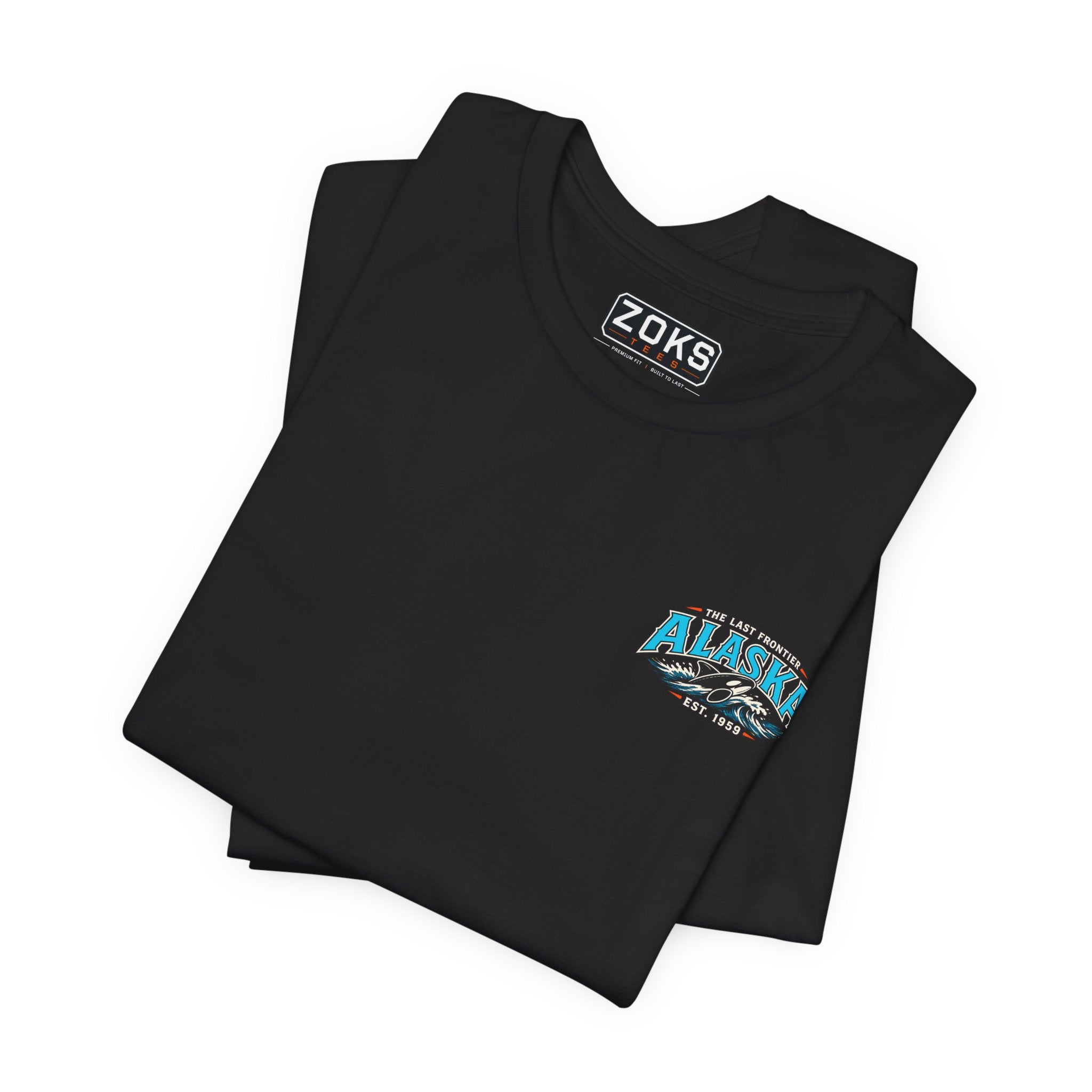 Alaska The Last Frontier T-Shirt – Orca Sunset Graphic Tee, Vintage Outdoor Travel Shirt, Nature Adventure Back Print Tee