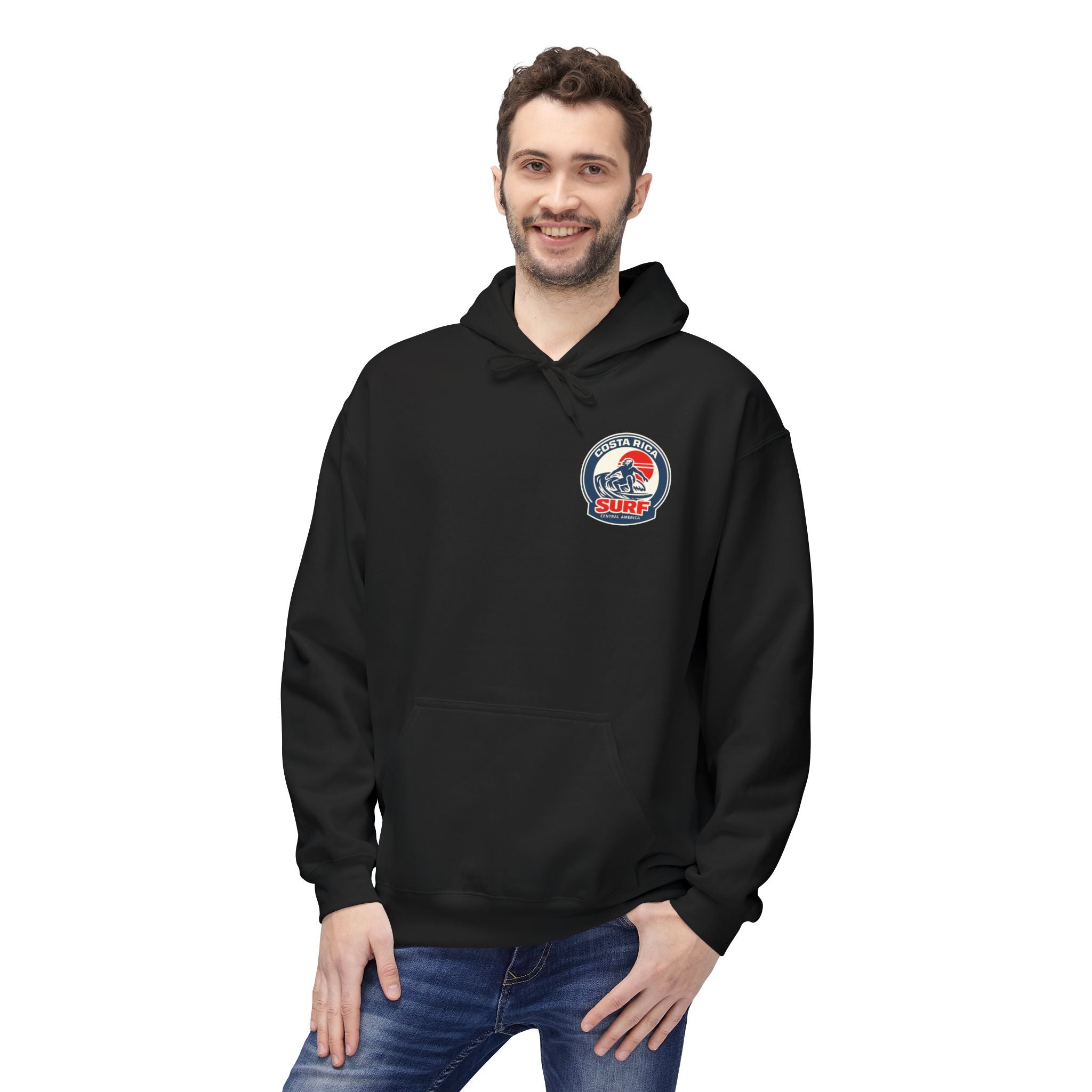 Costa Rica Surf Retro Hoodie — Vintage Surfer Graphic Pullover