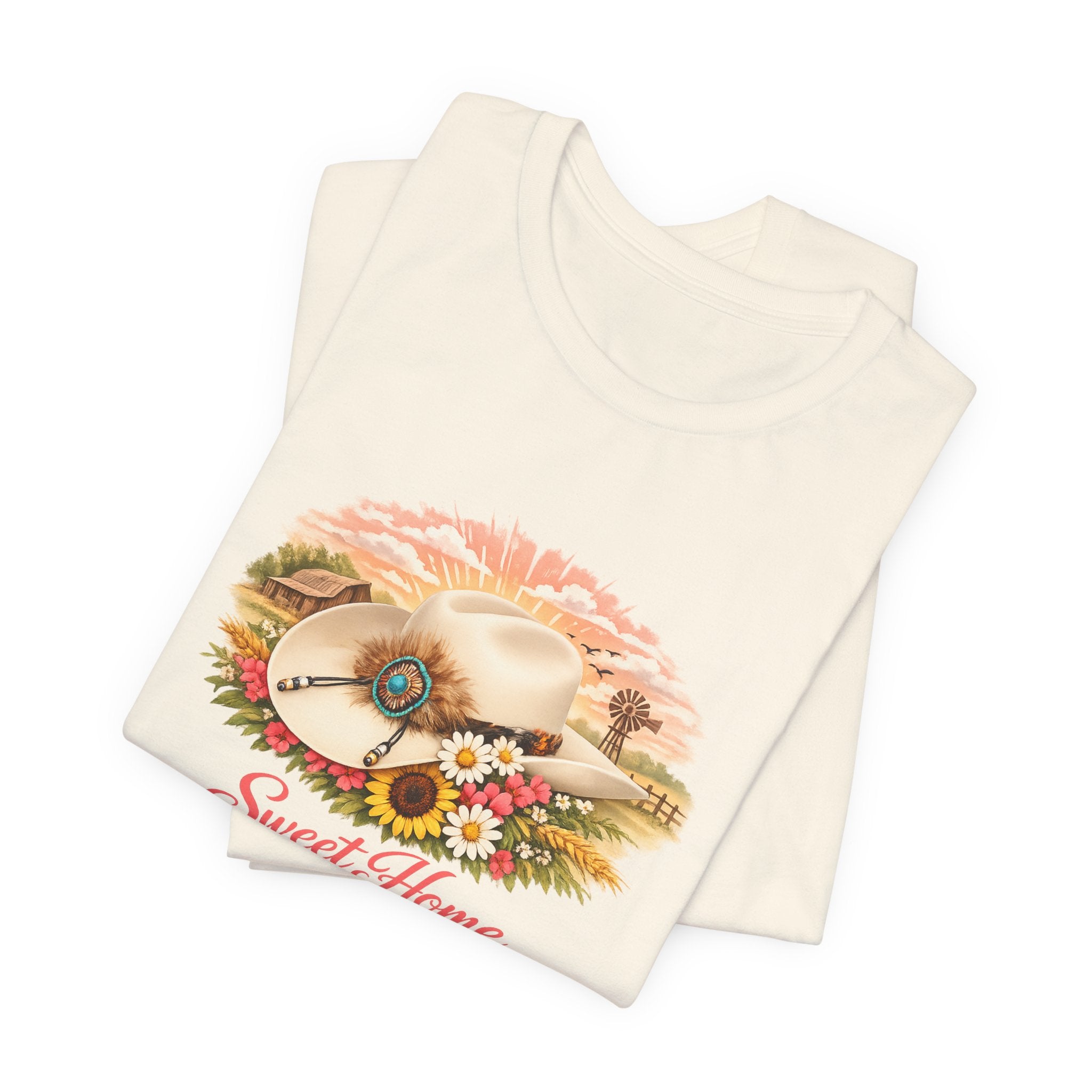 Women's Sweet Home Floral Cowboy Hat Tee — Country Vintage Graphic T-Shirt