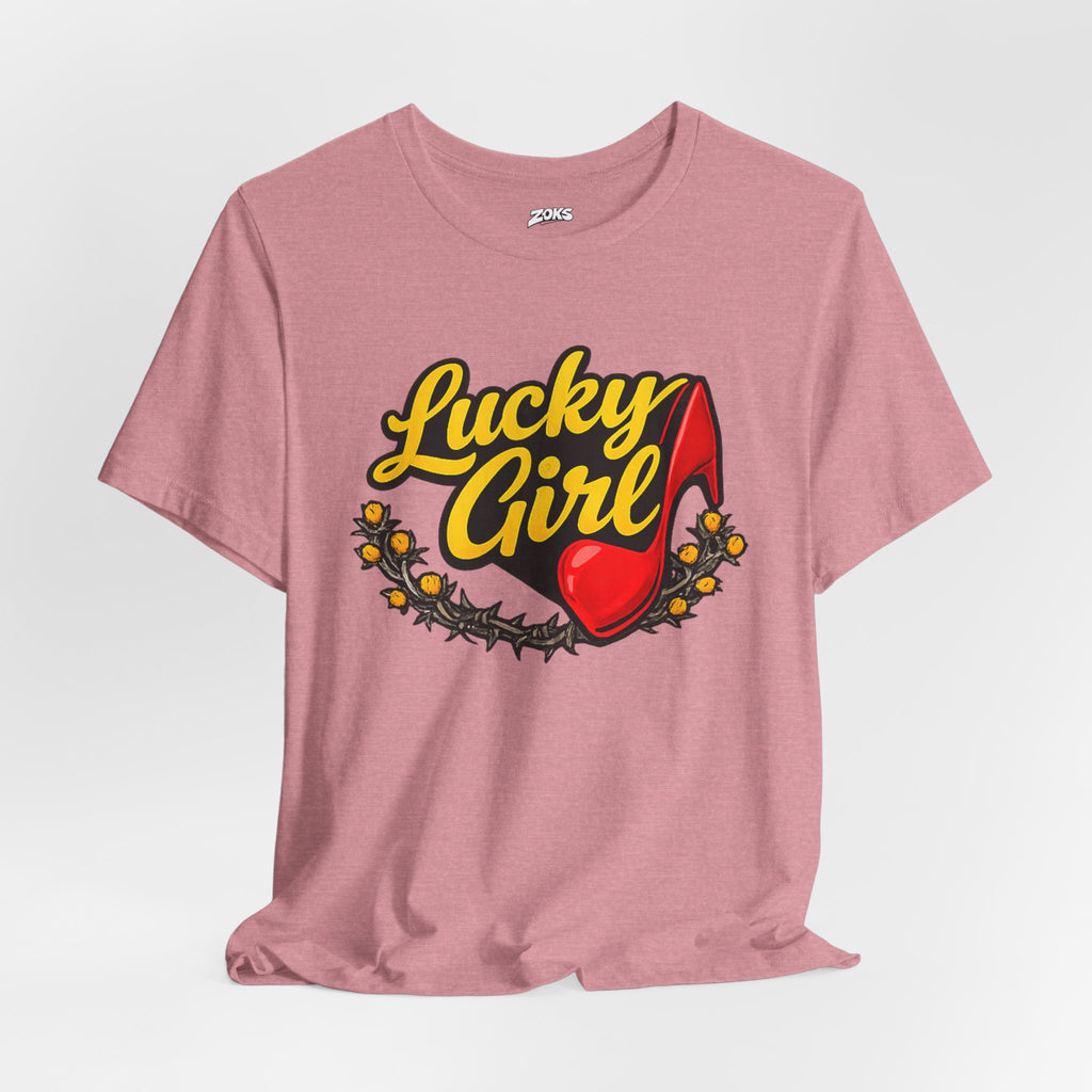 Lucky Girl Tee — Vintage Red Shoe Graphic T-Shirt