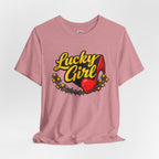 Lucky Girl Tee — Women's Vintage Red Shoe Graphic T-Shirt