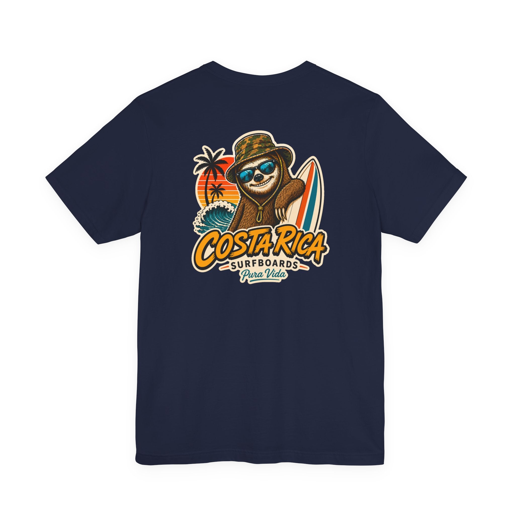 Pura Vida Sloth Beach Costa Rica T-Shirt – Retro Tropical Surf Graphic Tee