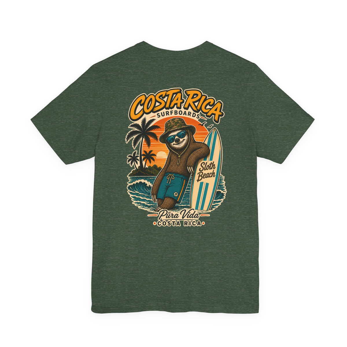 Costa Rica Surf Sloth T‑Shirt — Pura Vida Beach Tee