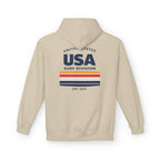 USA Surf Division Vintage Stripes Hoodie — Chest & Back Graphic