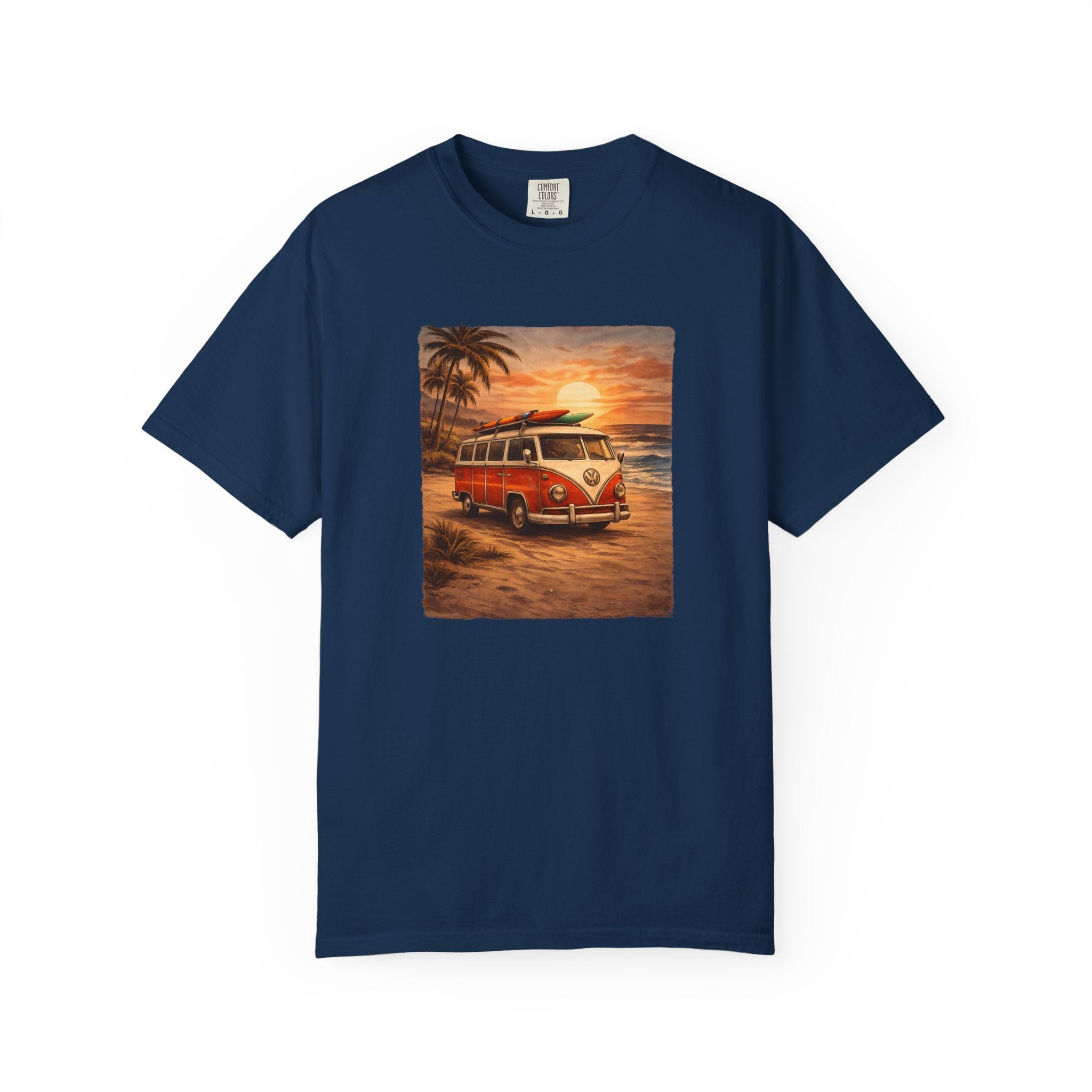 Vintage VW Bus Sunset T-Shirt — Retro Surf Camper Tee