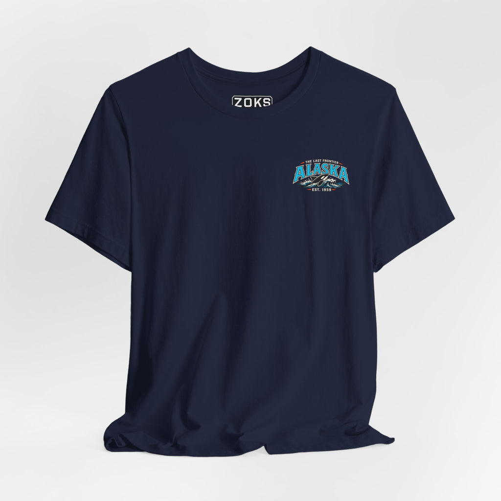 Alaska The Last Frontier T-Shirt – Orca Sunset Graphic Tee, Vintage Outdoor Travel Shirt, Nature Adventure Back Print Tee