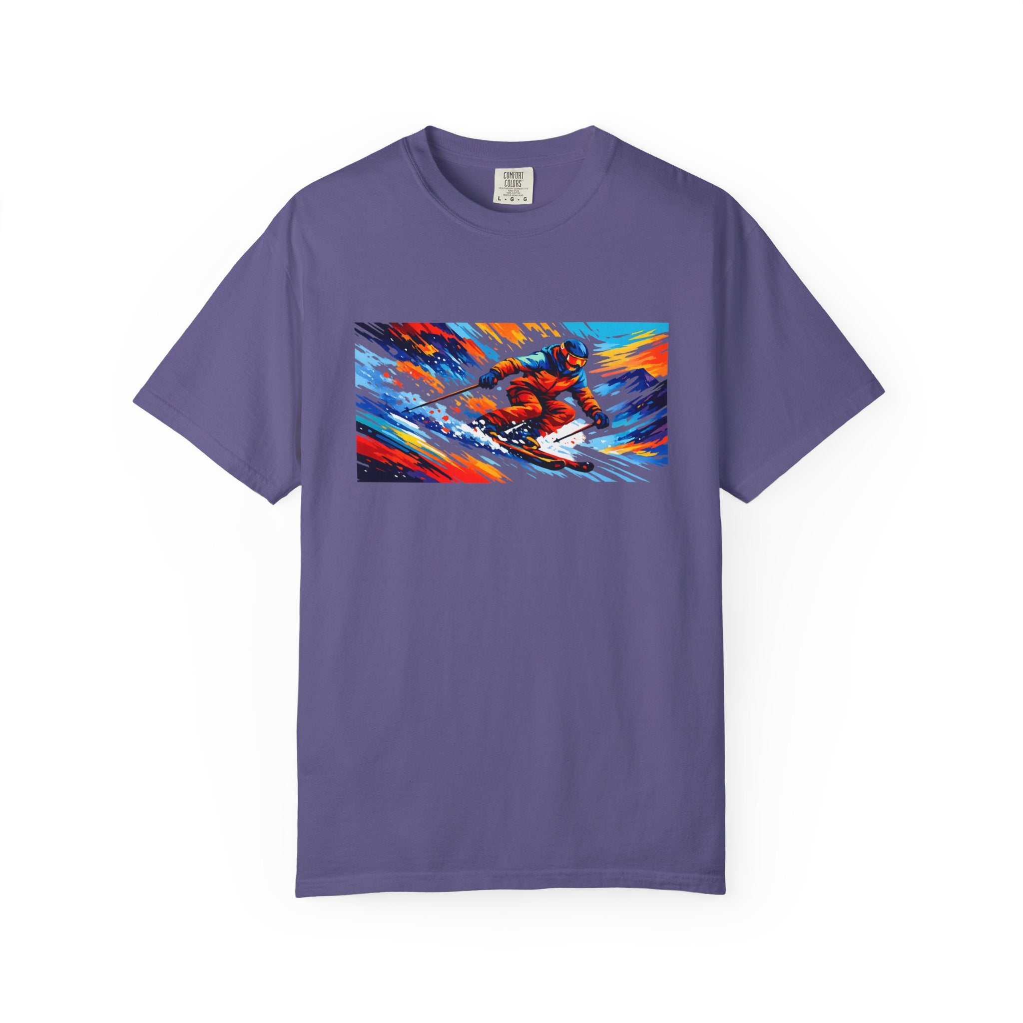 Downhill Skiing Art T-Shirt — Colorful Abstract Ski Graphic Tee