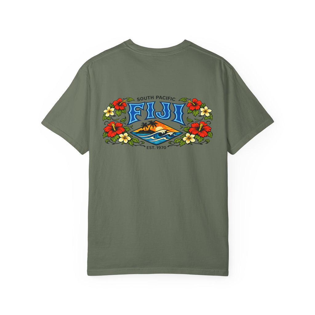 Fiji Floral Vacation T-Shirt — South Pacific Island Scenic Tee