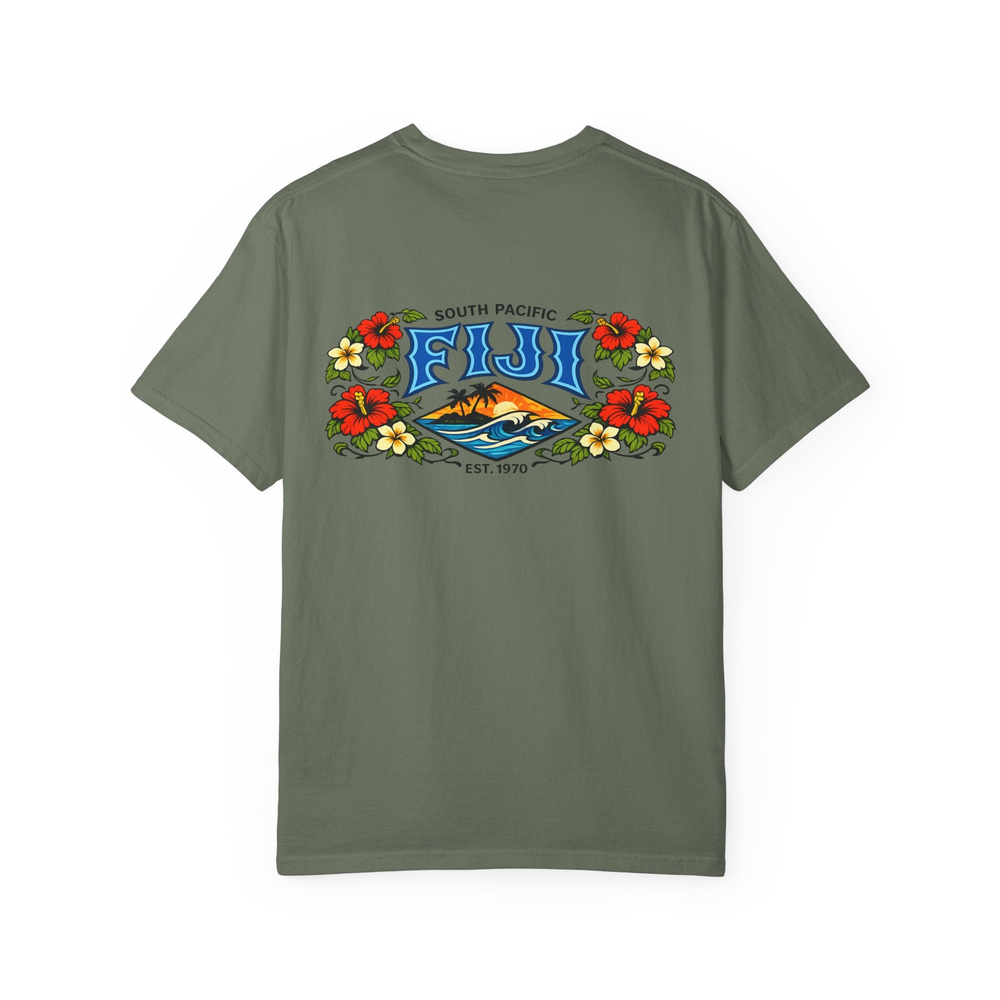 Fiji Floral Vacation T-Shirt — South Pacific Island Scenic Tee