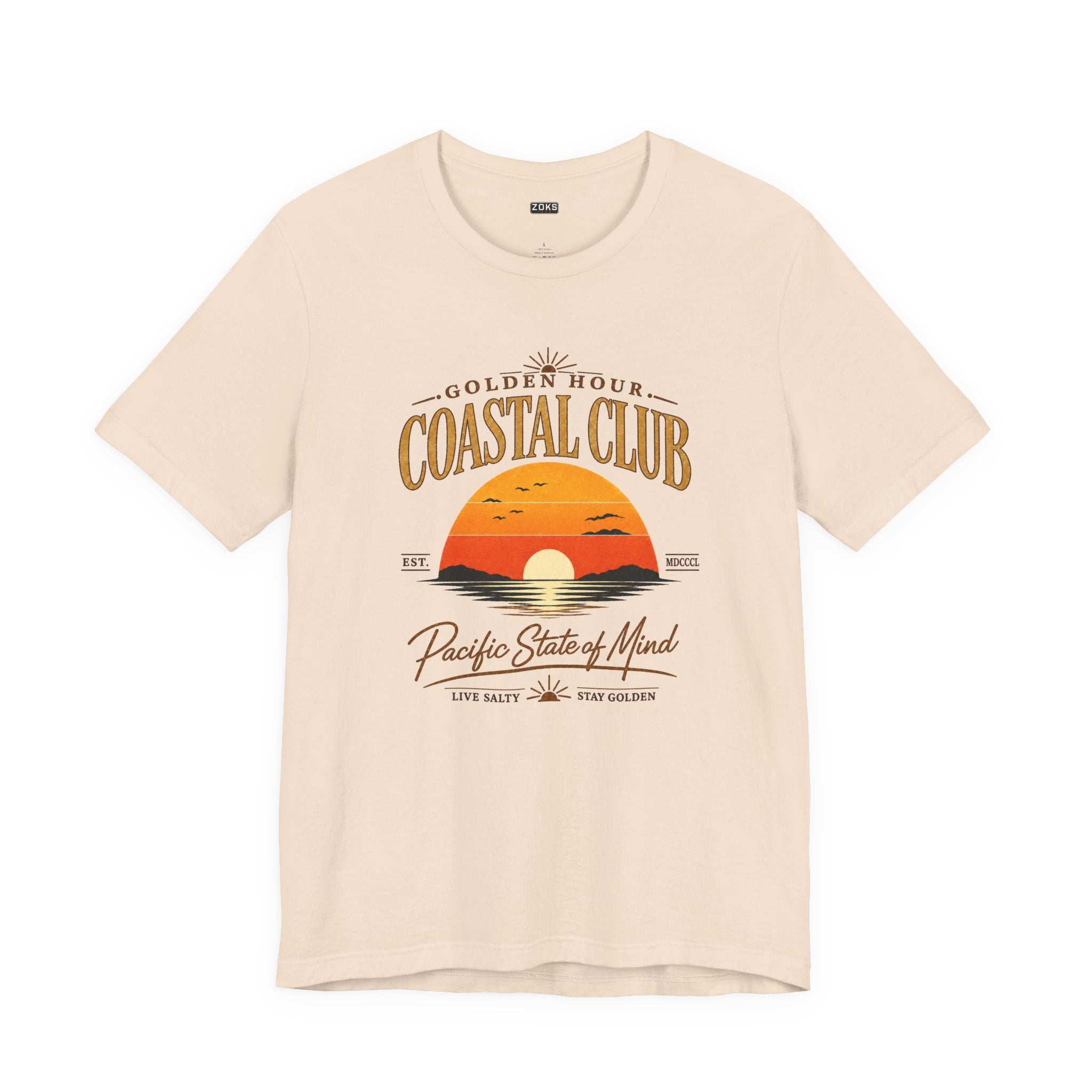 Women's Coastal Club Sunset Tee — "Golden Hour" Pacific State of Mind T-Shirt