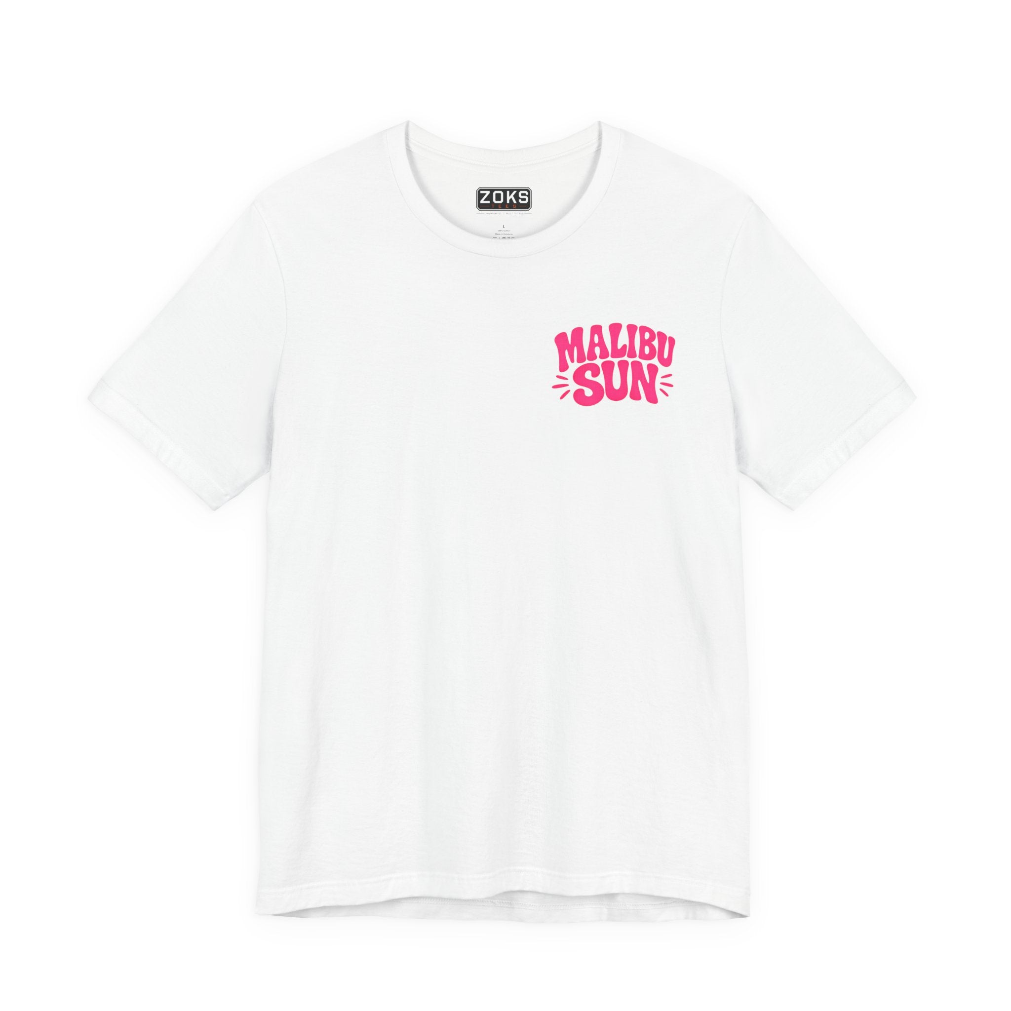 Malibu Sun Graphic Tee – Women's Soft Coastal Aesthetic Shirt, Summer Vacation Beach T-Shirt