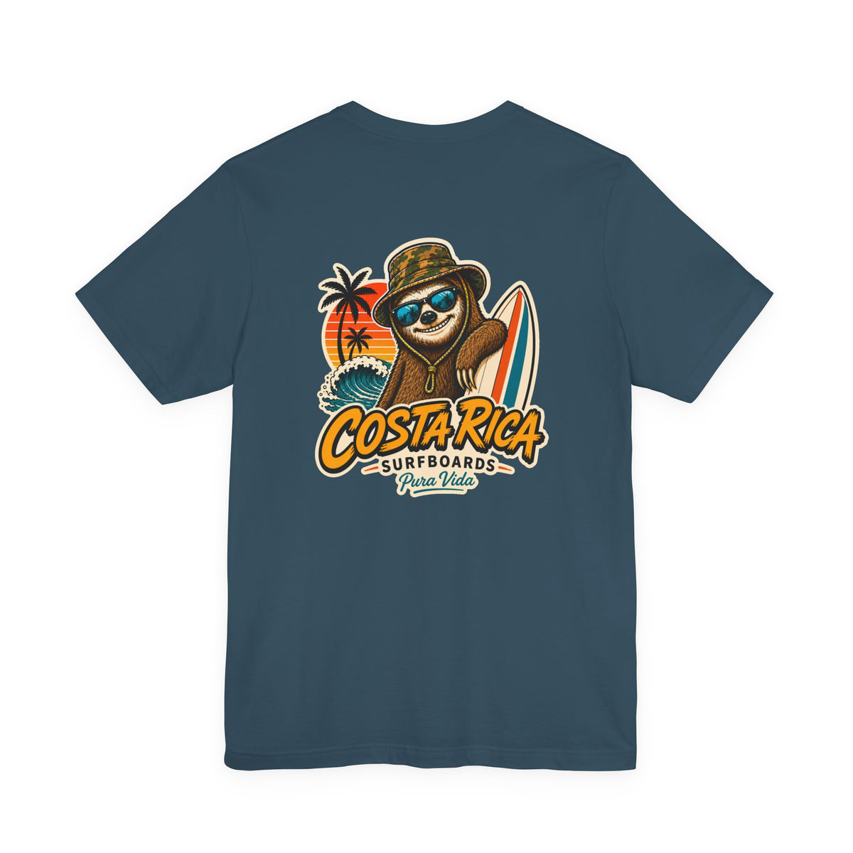 Pura Vida Sloth Beach Costa Rica T-Shirt – Retro Tropical Surf Graphic Tee
