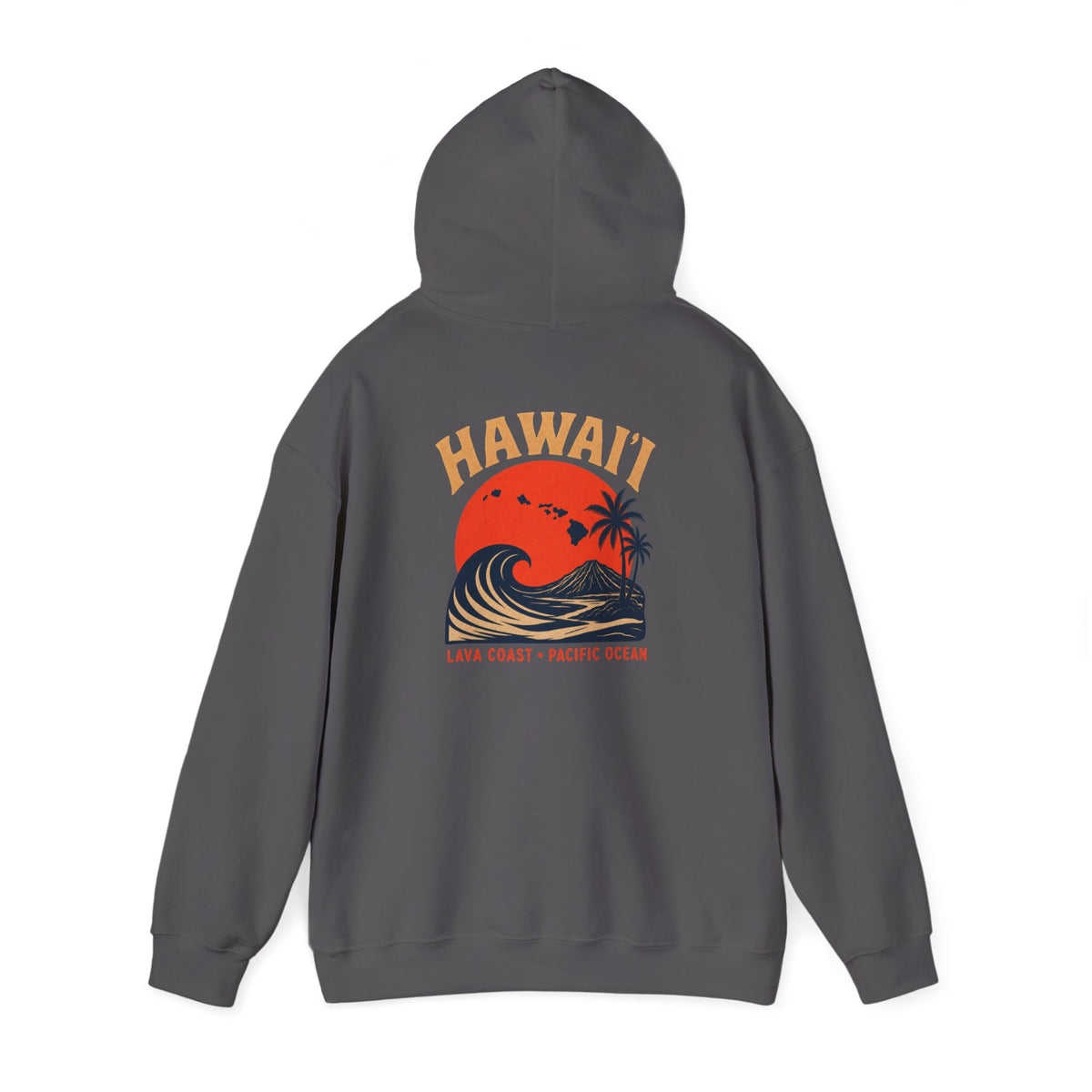 Hawai'i Lava Coast Surf Hoodie | Vintage Wave, Volcano & Palm Tree Graphic Sweatshirt