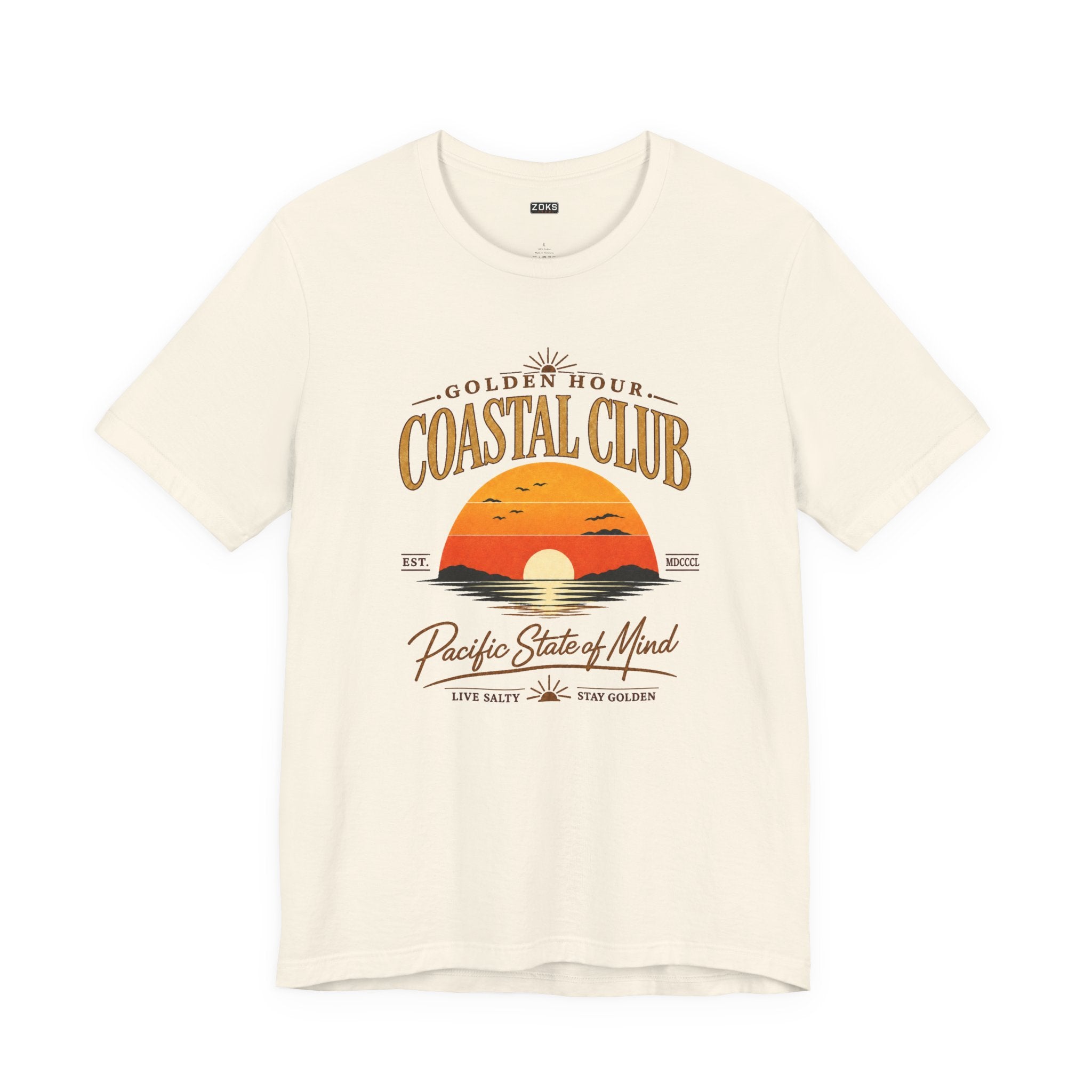 Women's Coastal Club Sunset Tee — "Golden Hour" Pacific State of Mind T-Shirt